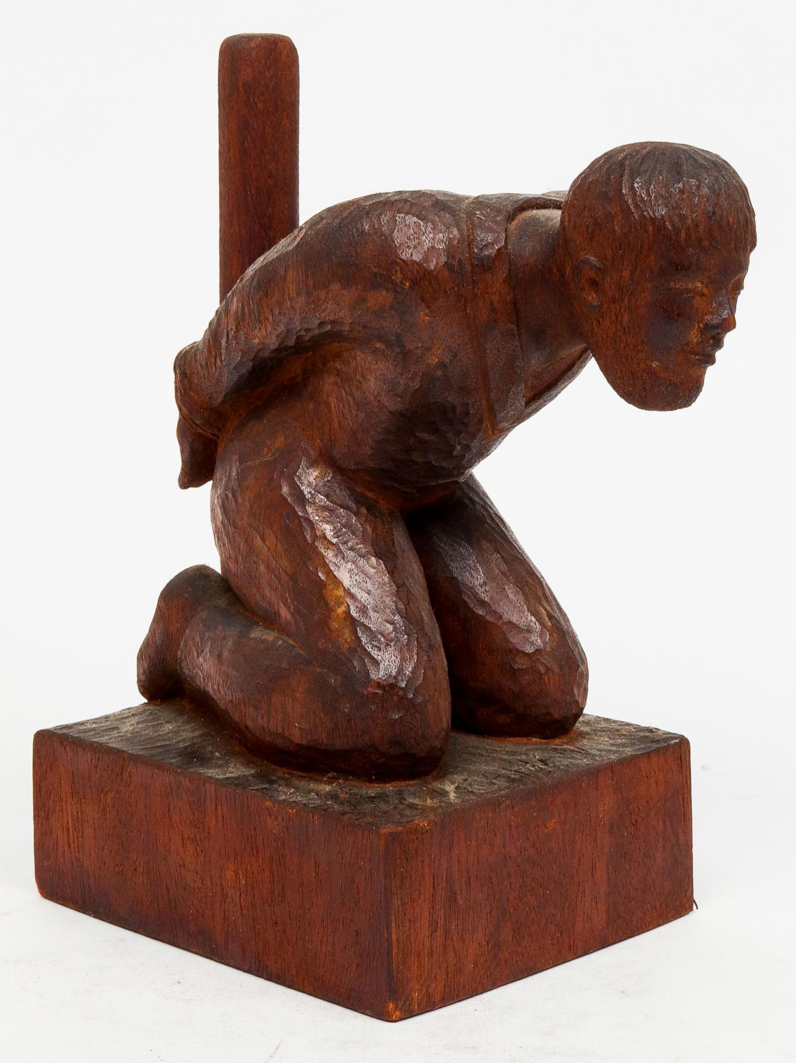 Signed Kahan Folk Art "Prisoner" Wood Sculpture (1 of 9)
