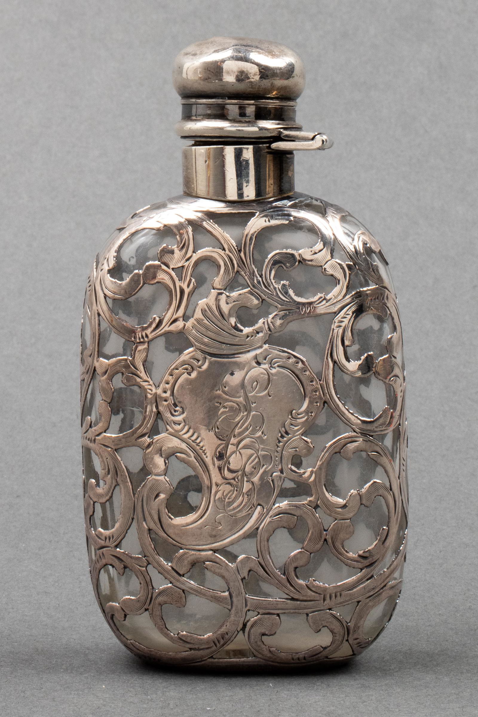 Glass Perfume Bottle with Silver Overlay (1 of 8)