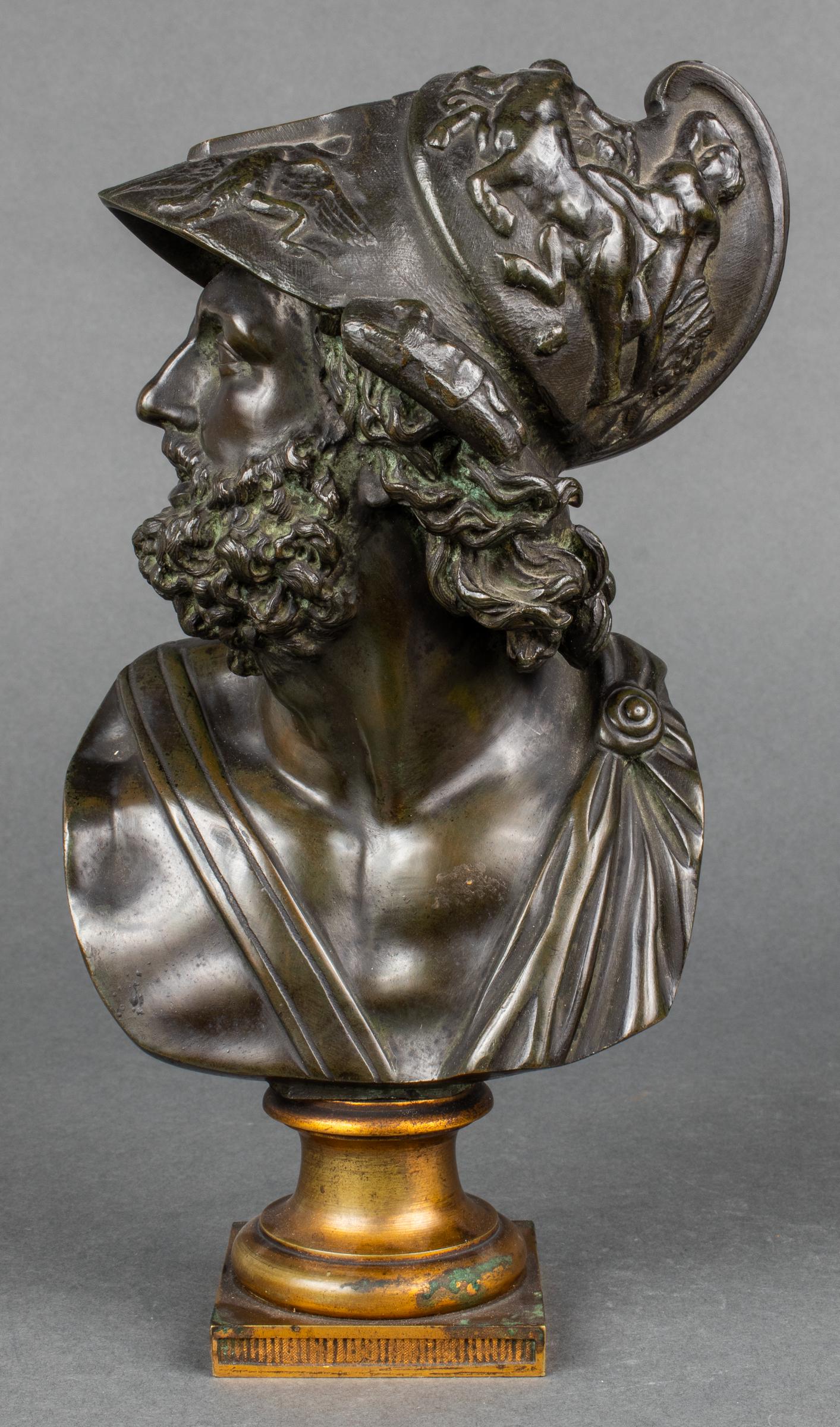 19th C. Bronze Bust of "Ajax" Sculpture (1 of 11)