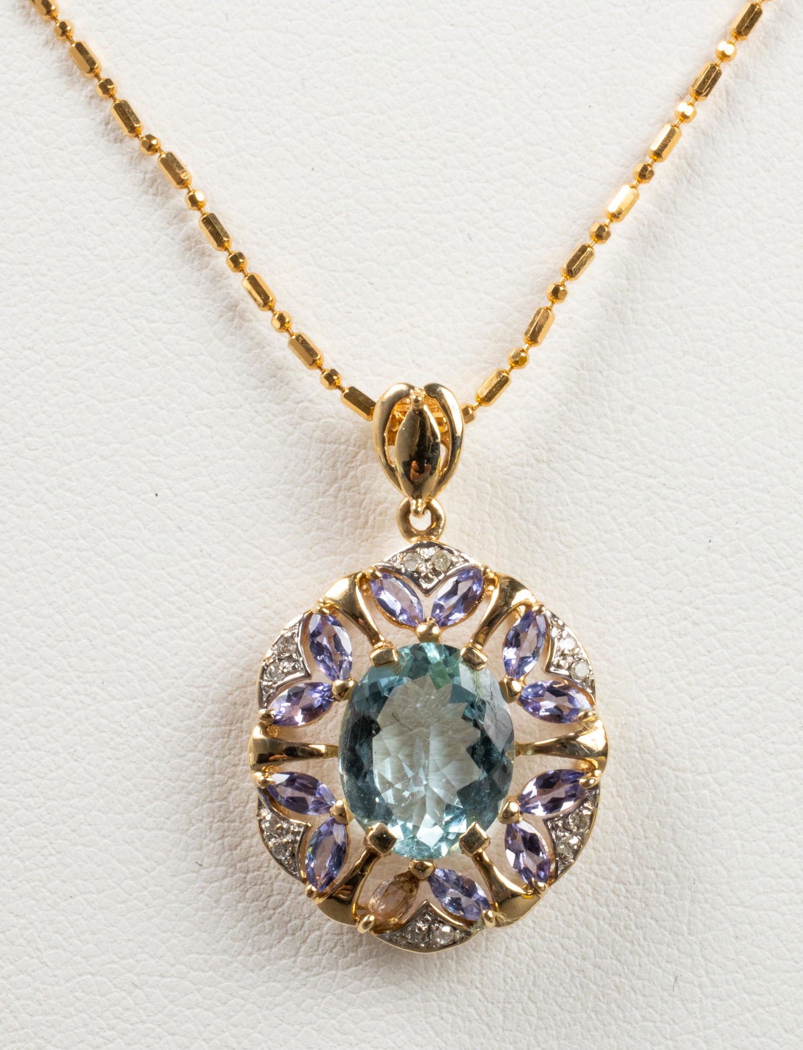 22K Yellow Gold Chain W/ 10K Colored Stone Pendant (1 of 11)