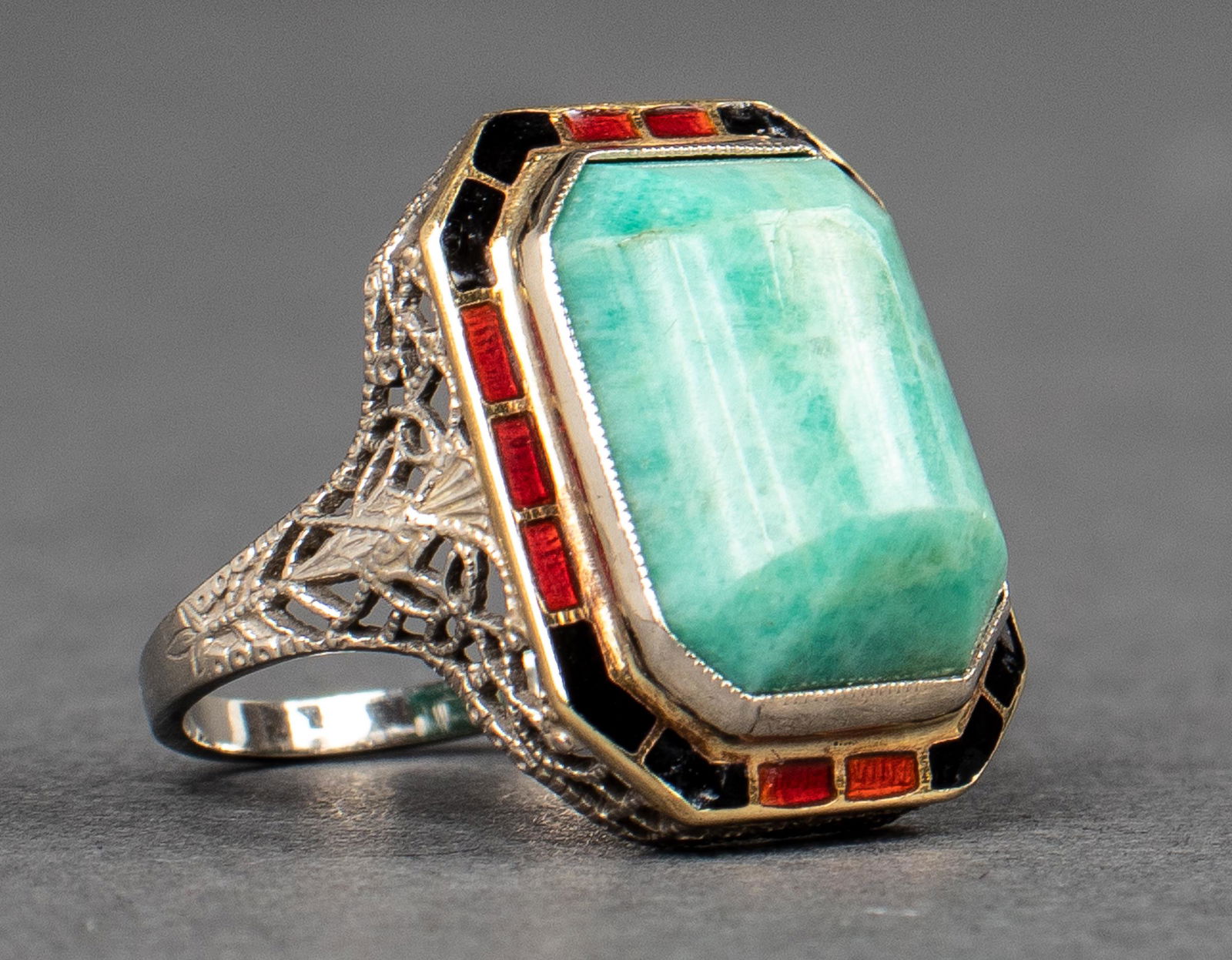 Edwardian 14K Gold Turquoise & Enamel Ring (1 of 10)