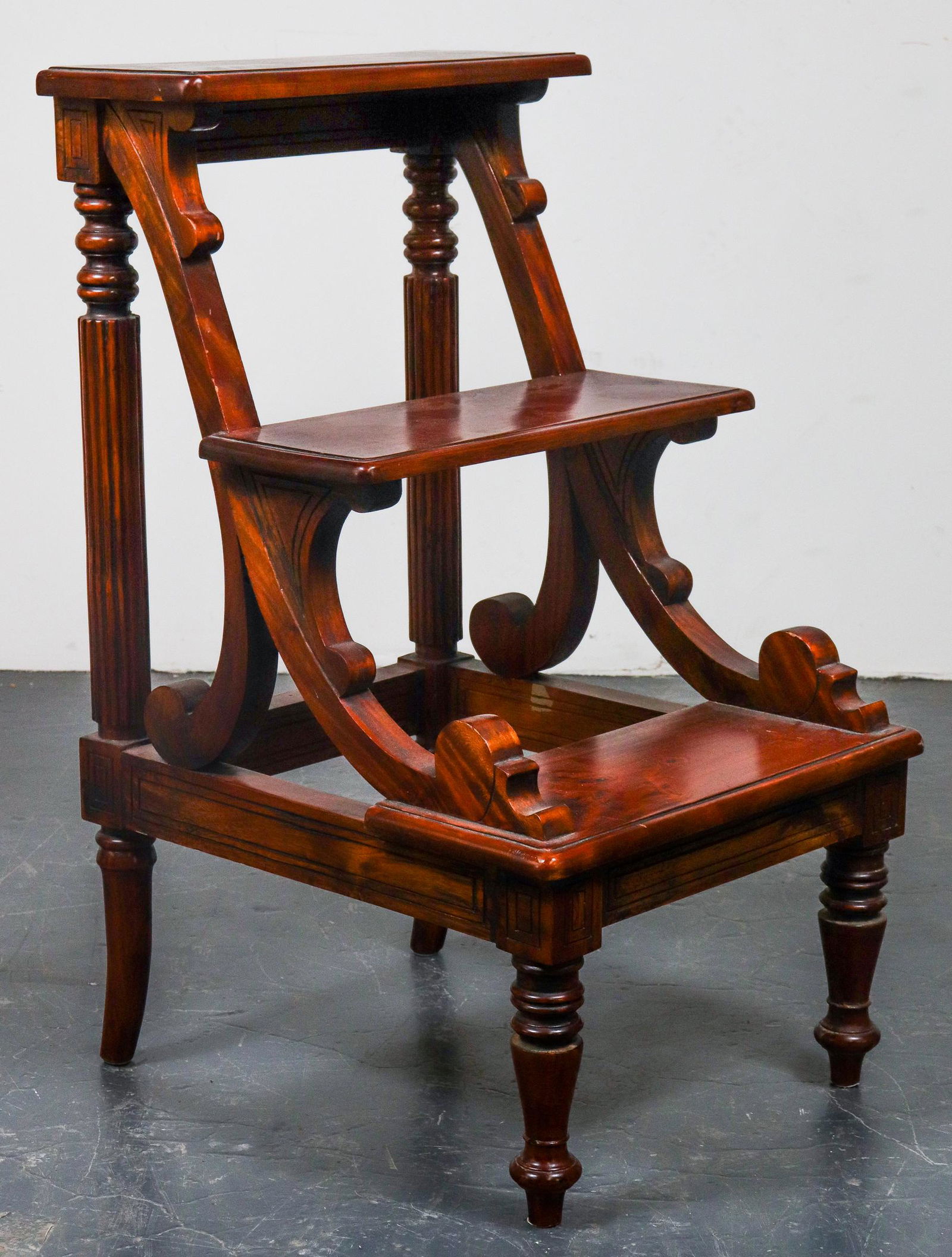 Victorian Carved & Turned Wood Library Steps (1 of 7)