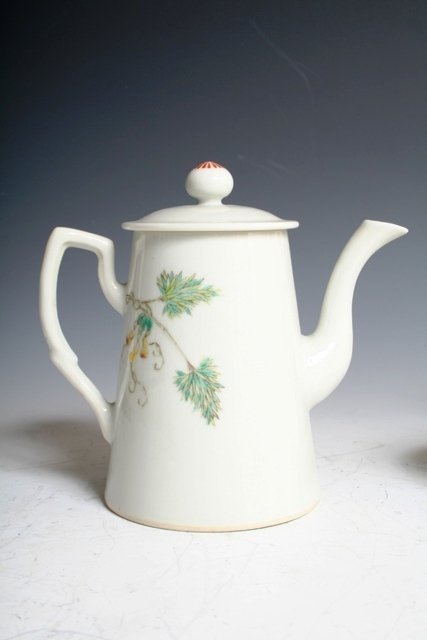 Chinese Guang Xu Teapot & 4 Stem Cups - 3