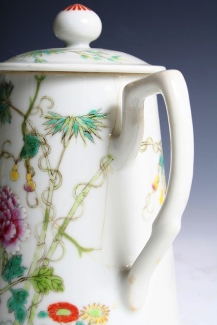 Chinese Guang Xu Teapot & 4 Stem Cups - 4