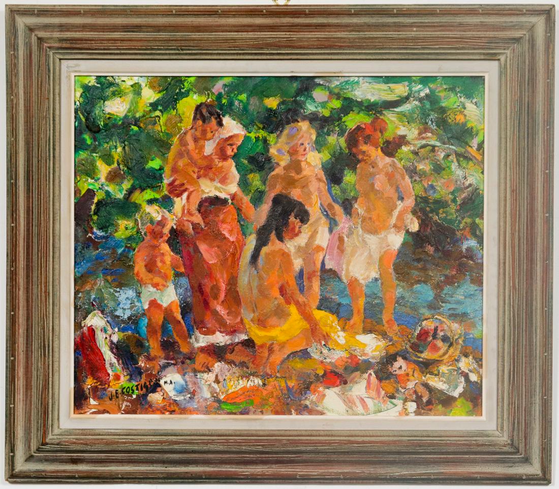 John Edward Costigan "Bathers" Oil on Canvas (1 of 6)