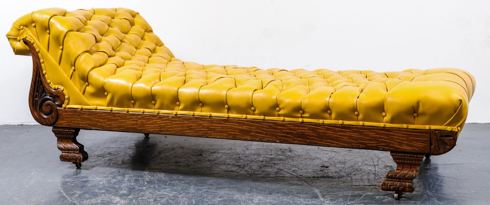 Victorian Carved Oak Tufted Daybed (1 of 6)