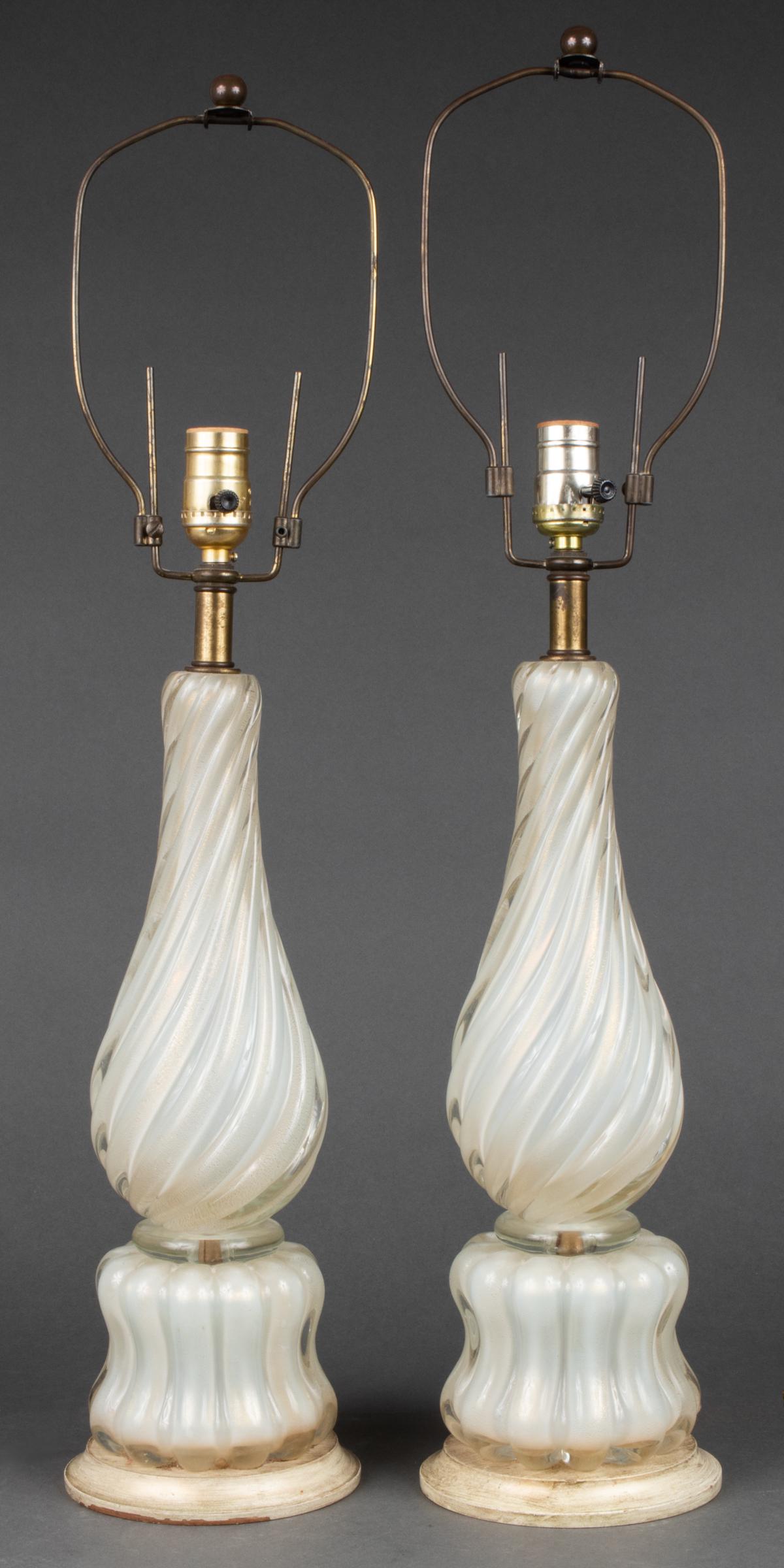 Italian Murano Glass Table Lamps, Pair (1 of 8)