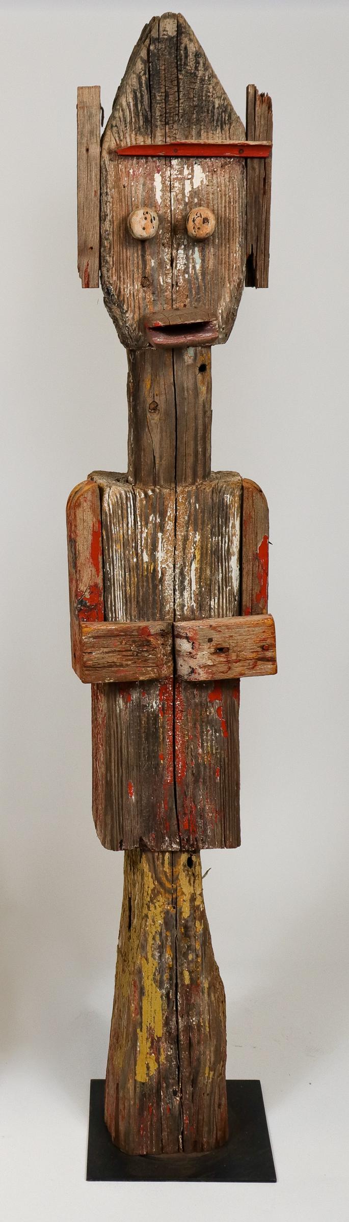 Large Folk Art Pained Wood Totem Figure Sculpture (1 of 7)