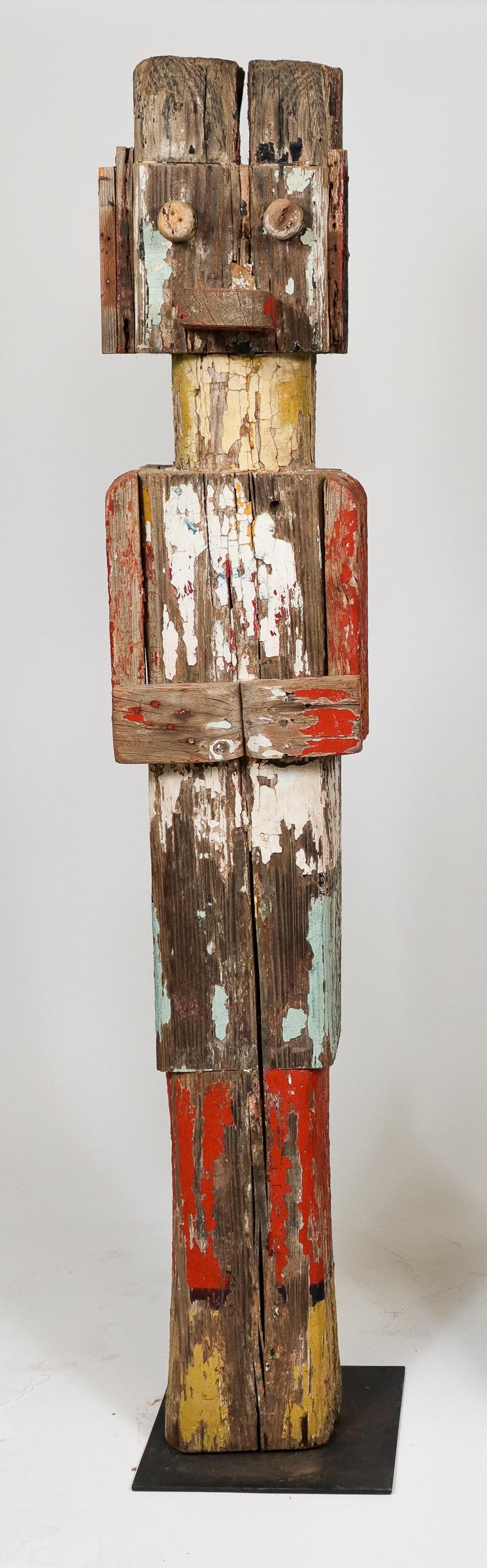 Large Folk Art Pained Wood Totem Figure Sculpture (1 of 7)