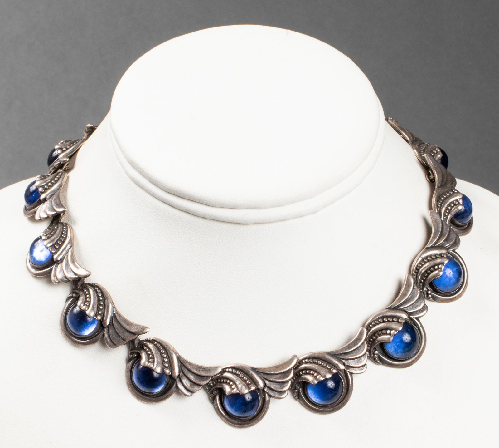 Margot De Taxco Silver Wave Motif Glass Necklace (1 of 7)
