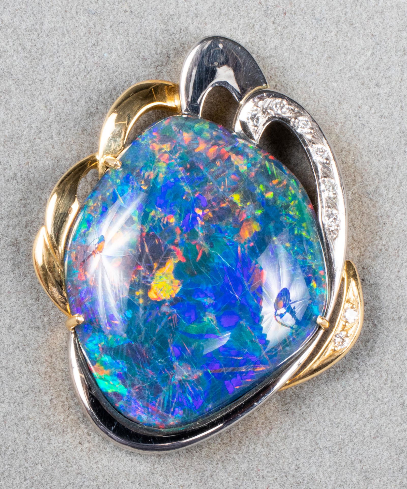 18K Gold Diamond & Opal Doublet Pendant (1 of 5)