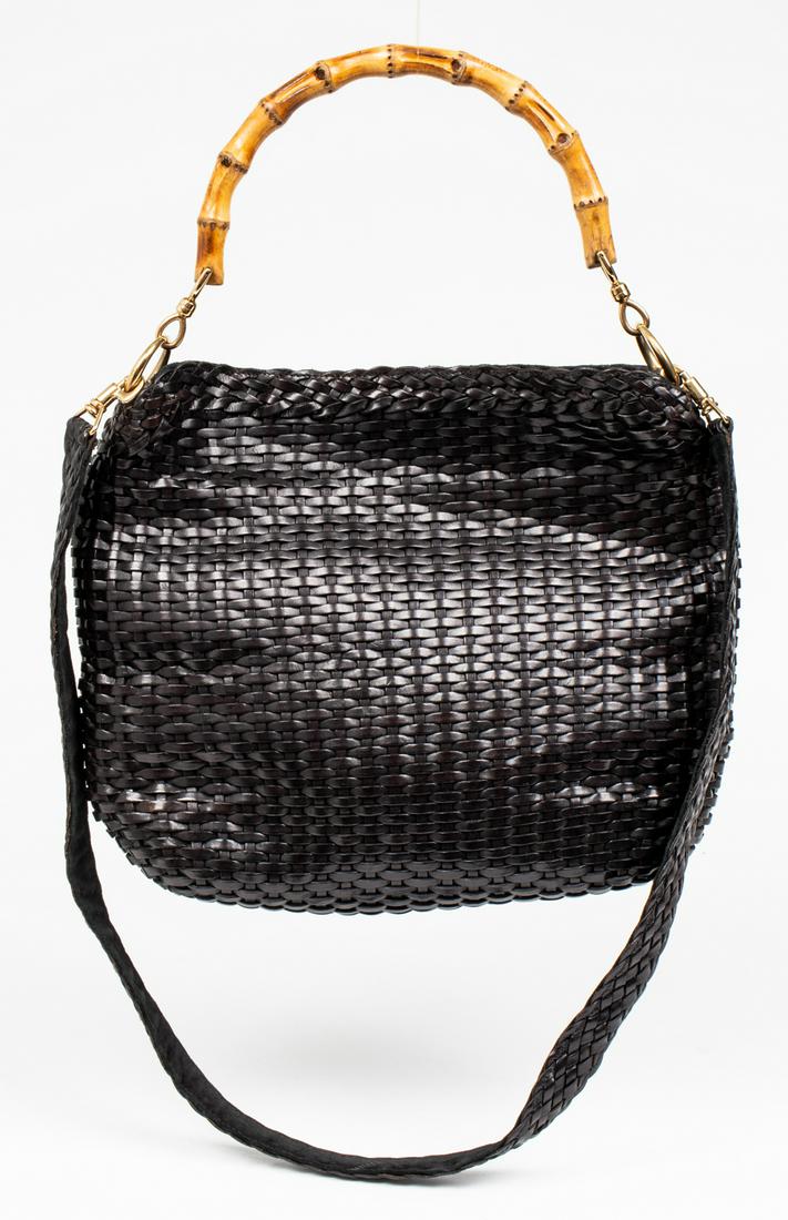 Gucci Brown Woven Leather 'Bamboo' Handbag (1 of 10)