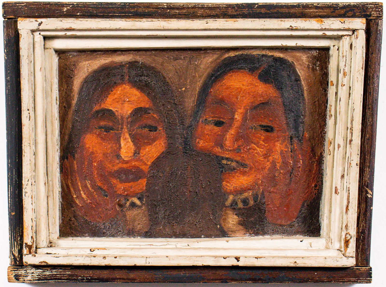 "Talking to Friends" Folk Art Oil on Canvas (1 of 4)