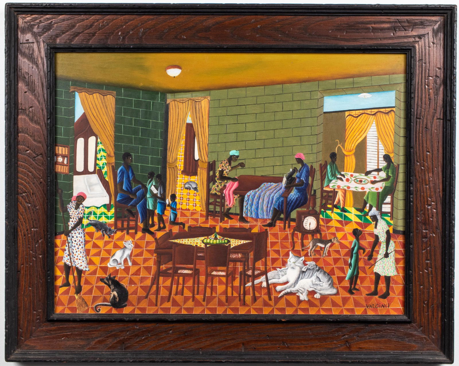 Gerard Valcin Haitian Interior Scene Oil on Board (1 of 8)