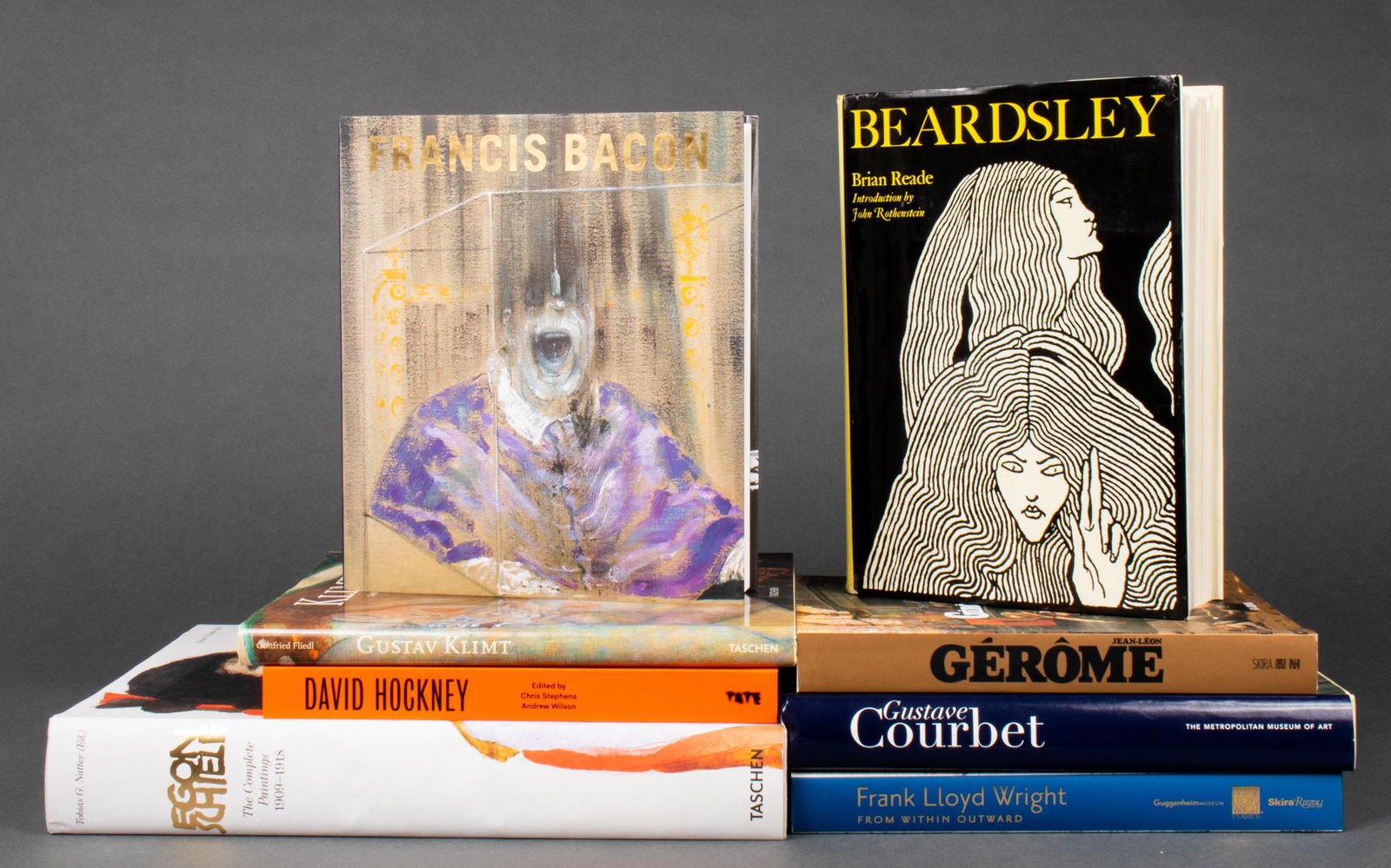 Books On 19th-20th Century Artists, 8: Group of art reference / coffee table books on 19th and 20th century artists comprising - Egon Schiele - The Complete Paintings 1909-1918 by Tobias Natter/Taschen Frank Lloyd Wright - From Within Outw