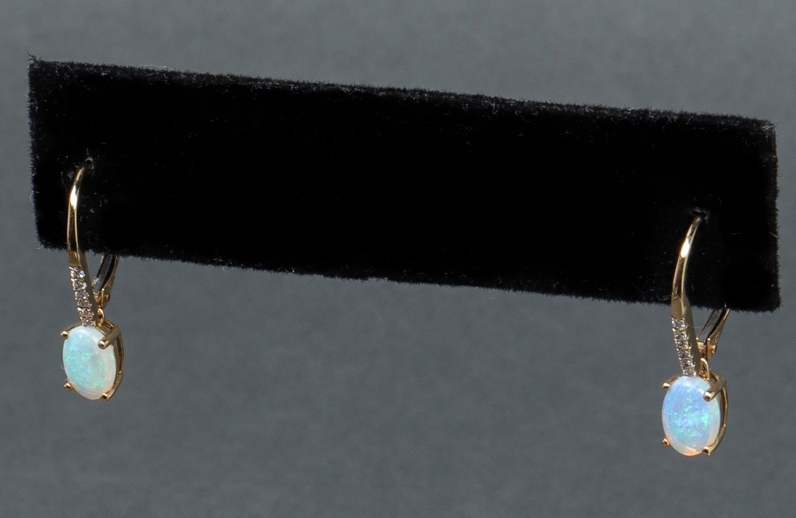 14K Yellow Gold Opal & Diamond Drop Earrings (1 of 2)