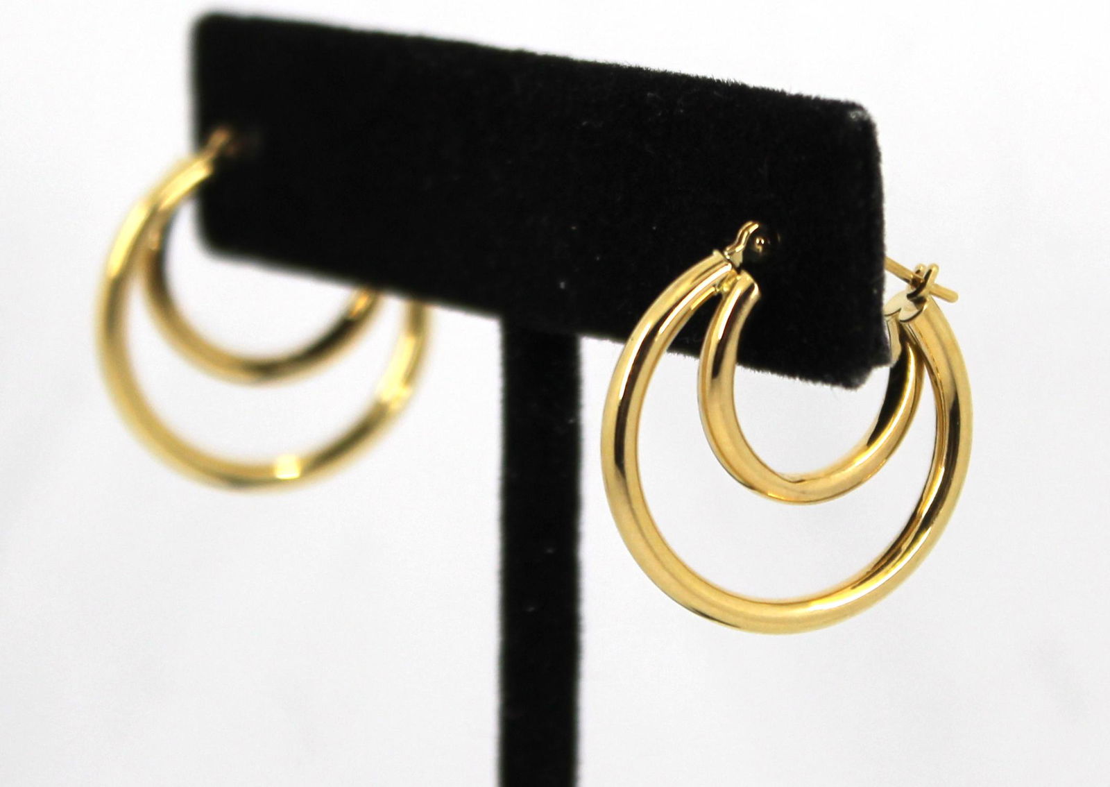 Vintage 14K Yellow Gold Double-Hoop Drop Earrings (1 of 4)