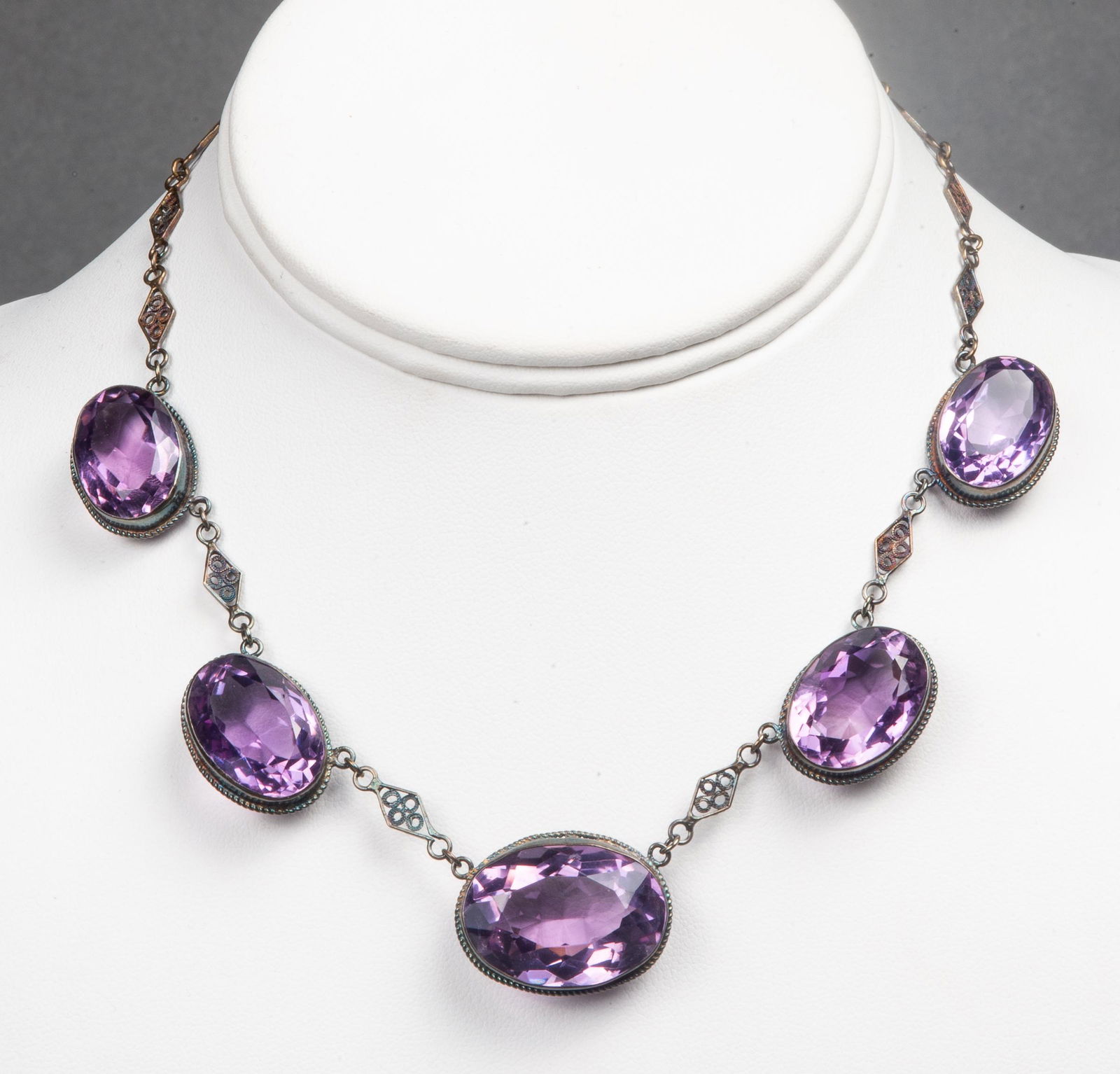 Antique Victorian Style Silver Amethyst Necklace (1 of 3)
