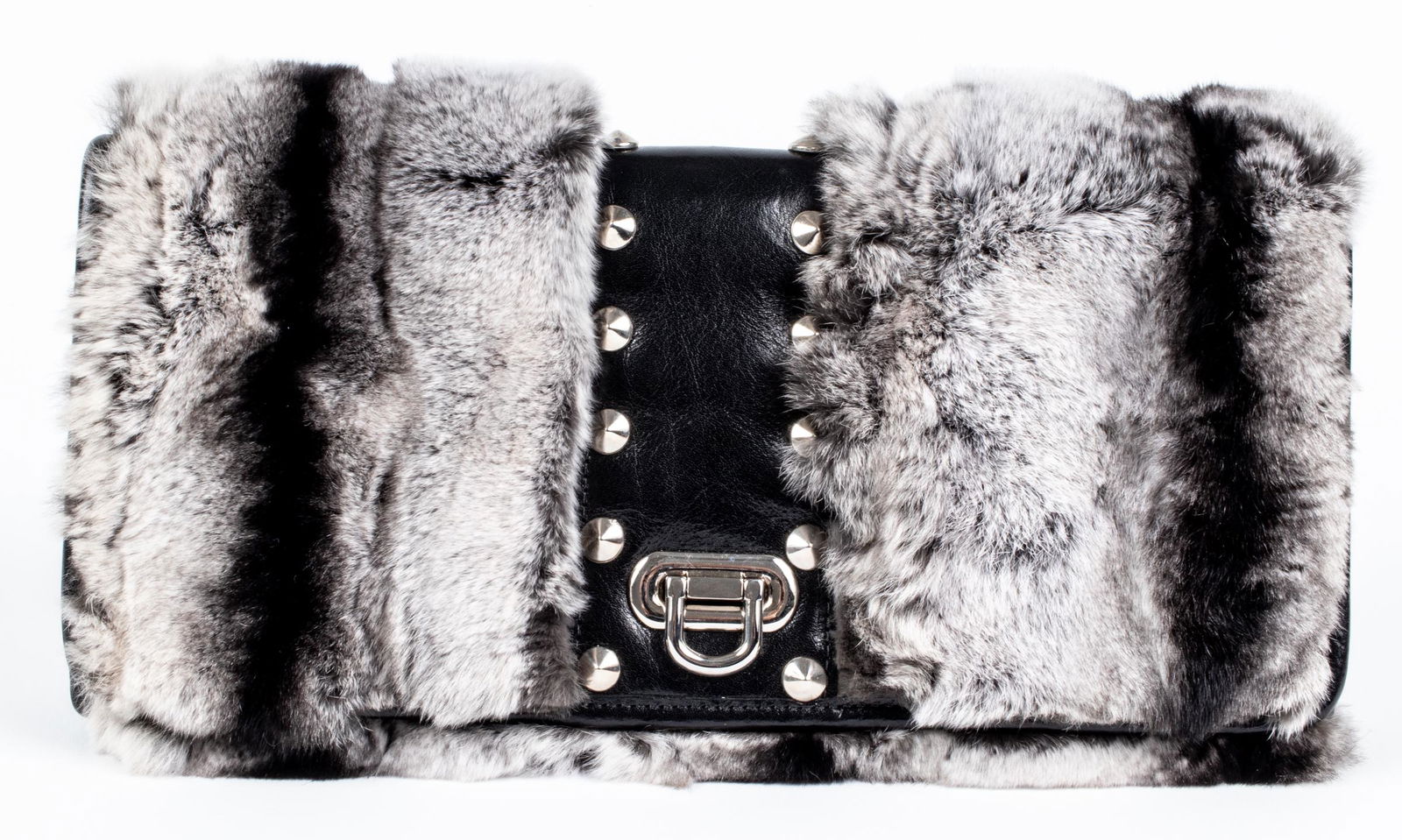 Be & D Rabbit Fur & Leather Clutch / Handbag (1 of 9)