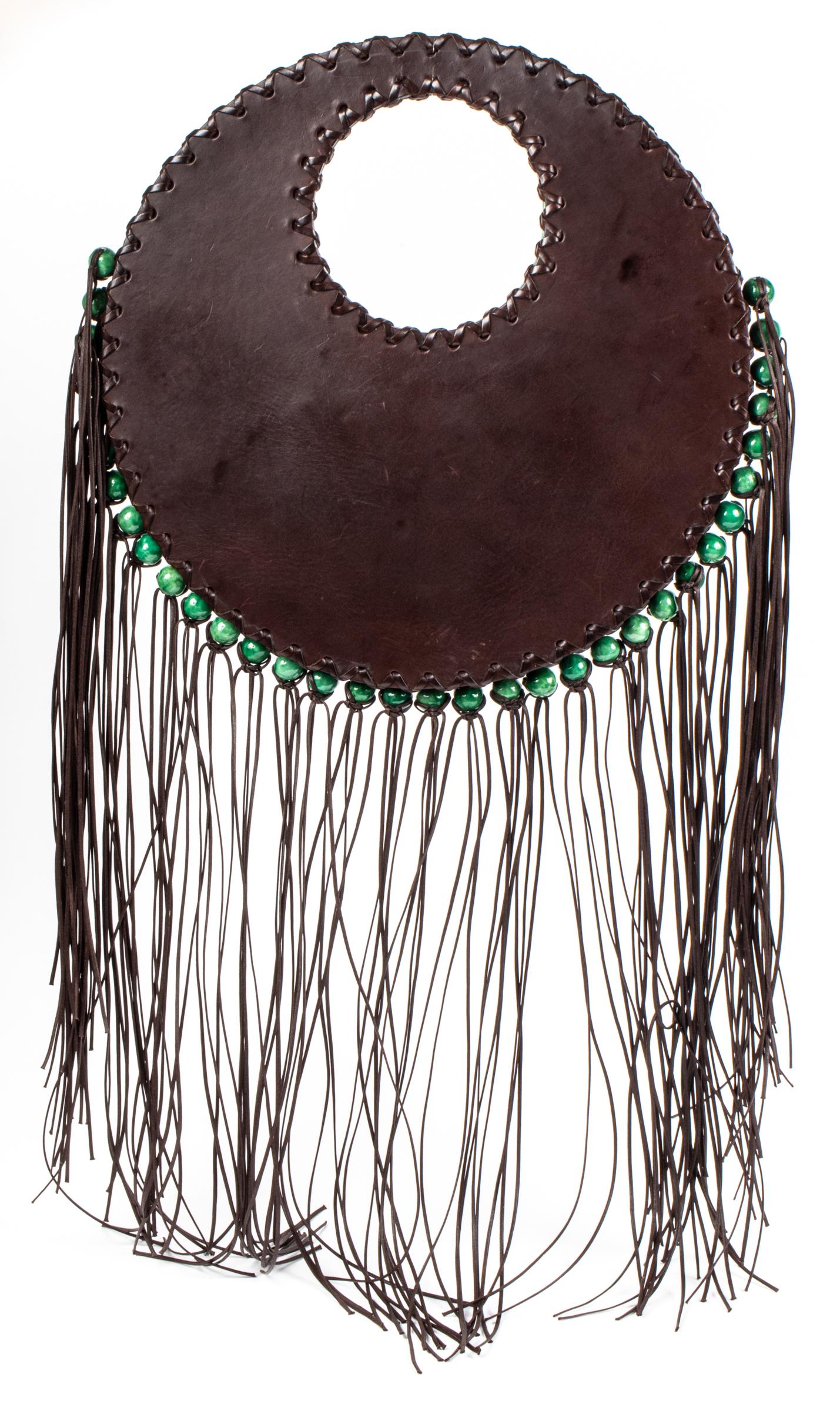 Denise Razzouk Leather "Moon" Handbag W Fringe (1 of 5)