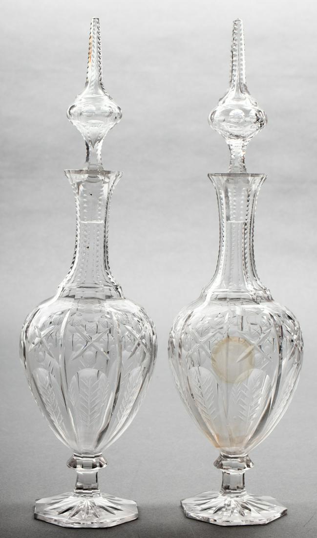 Cut Crystal Decanters, Pair (1 of 7)