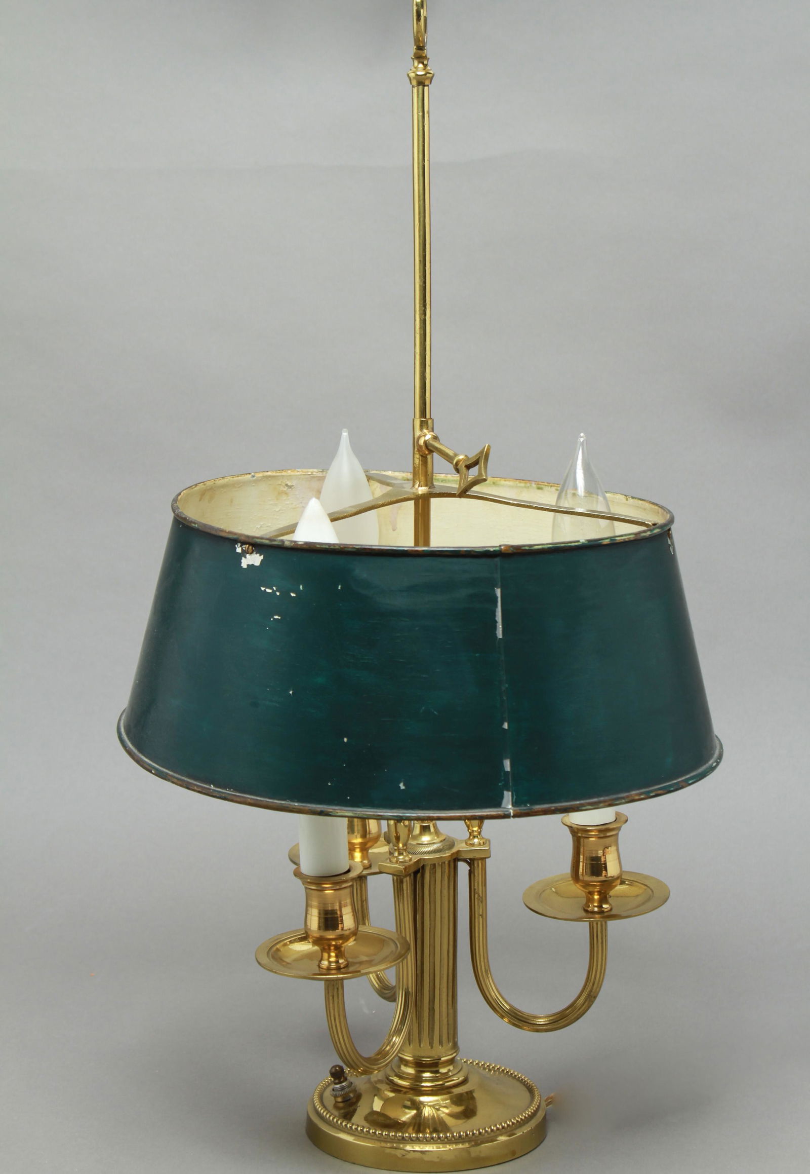 Brass & Tole Three Light Bouillotte Lamp (1 of 4)