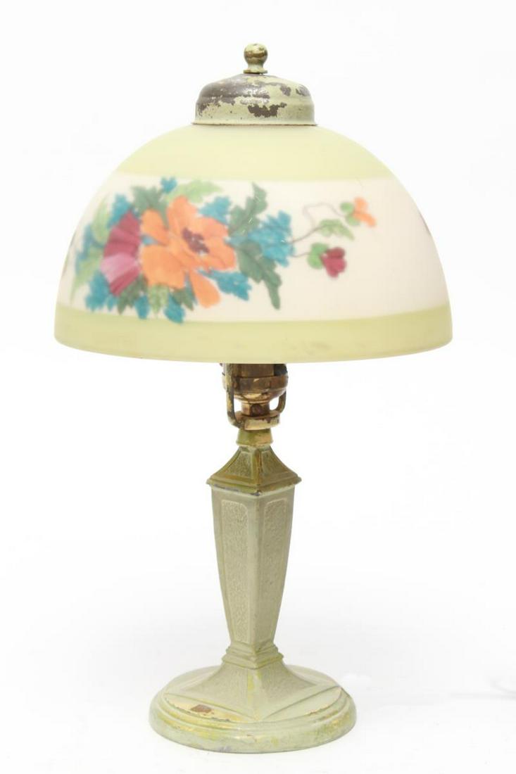 Vintage Painted Metal & Satin Glass Table Lamp (1 of 2)