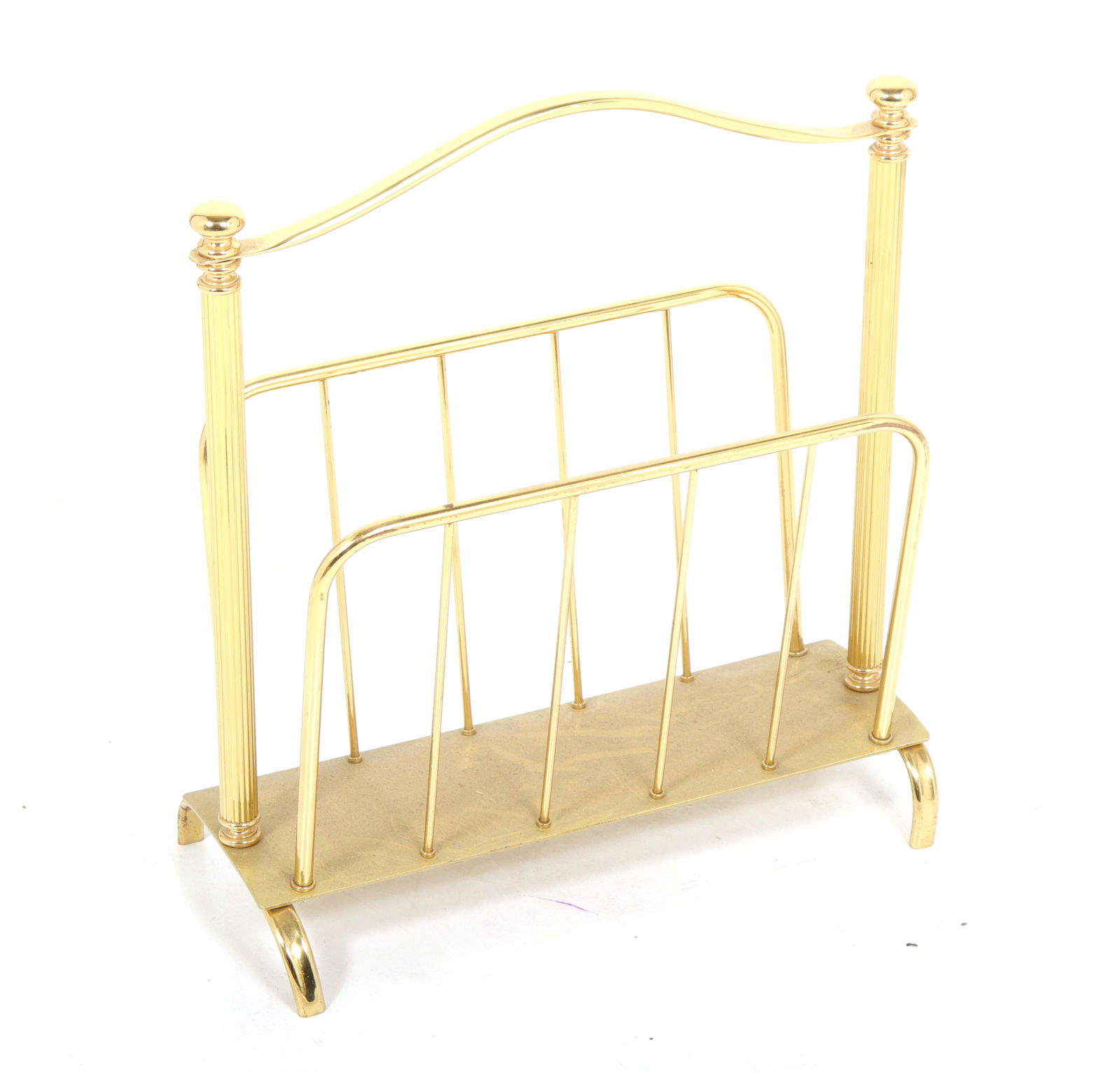 Hollywood Regency Brass Magazine Rack (1 of 4)