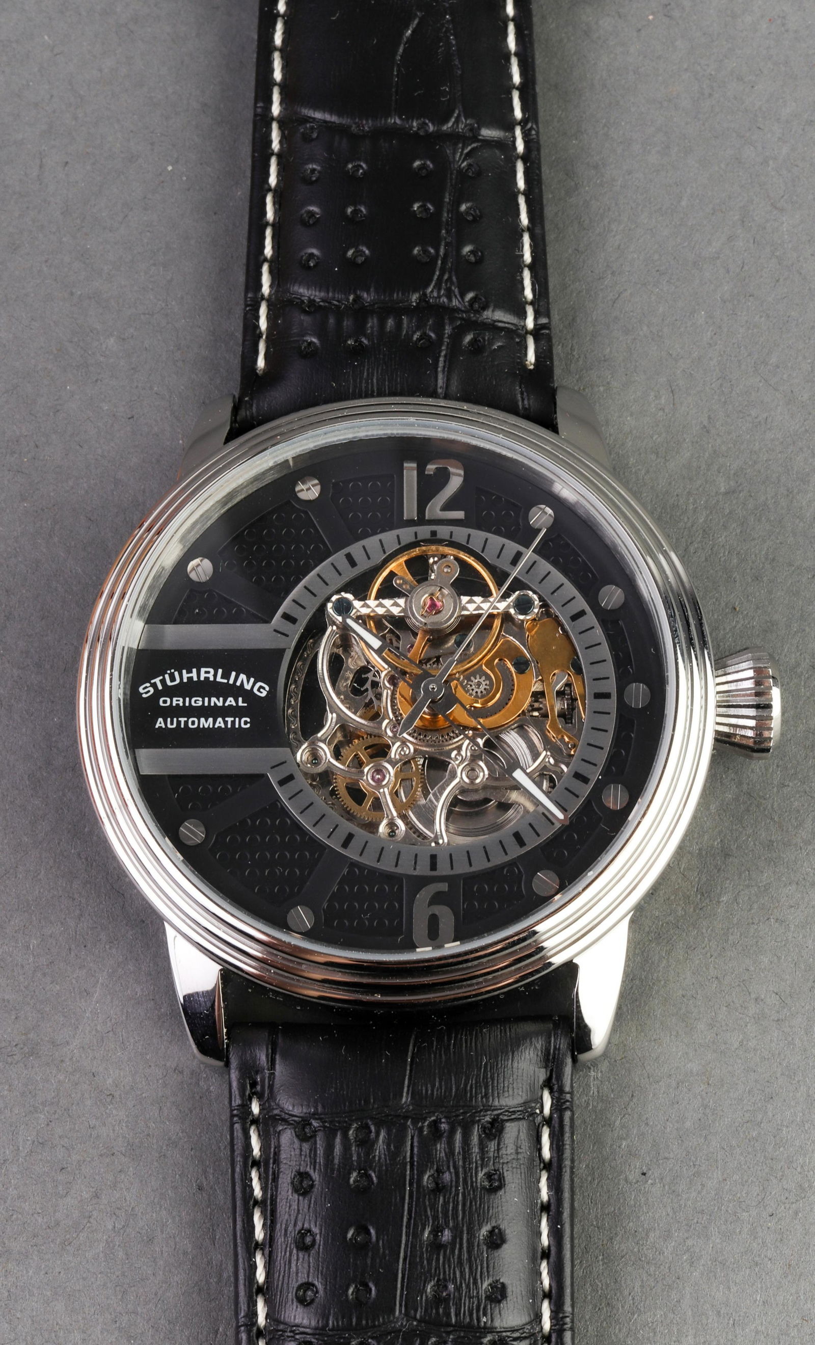 Stuhrling Stainless Steel Skeleton Watch (1 of 8)