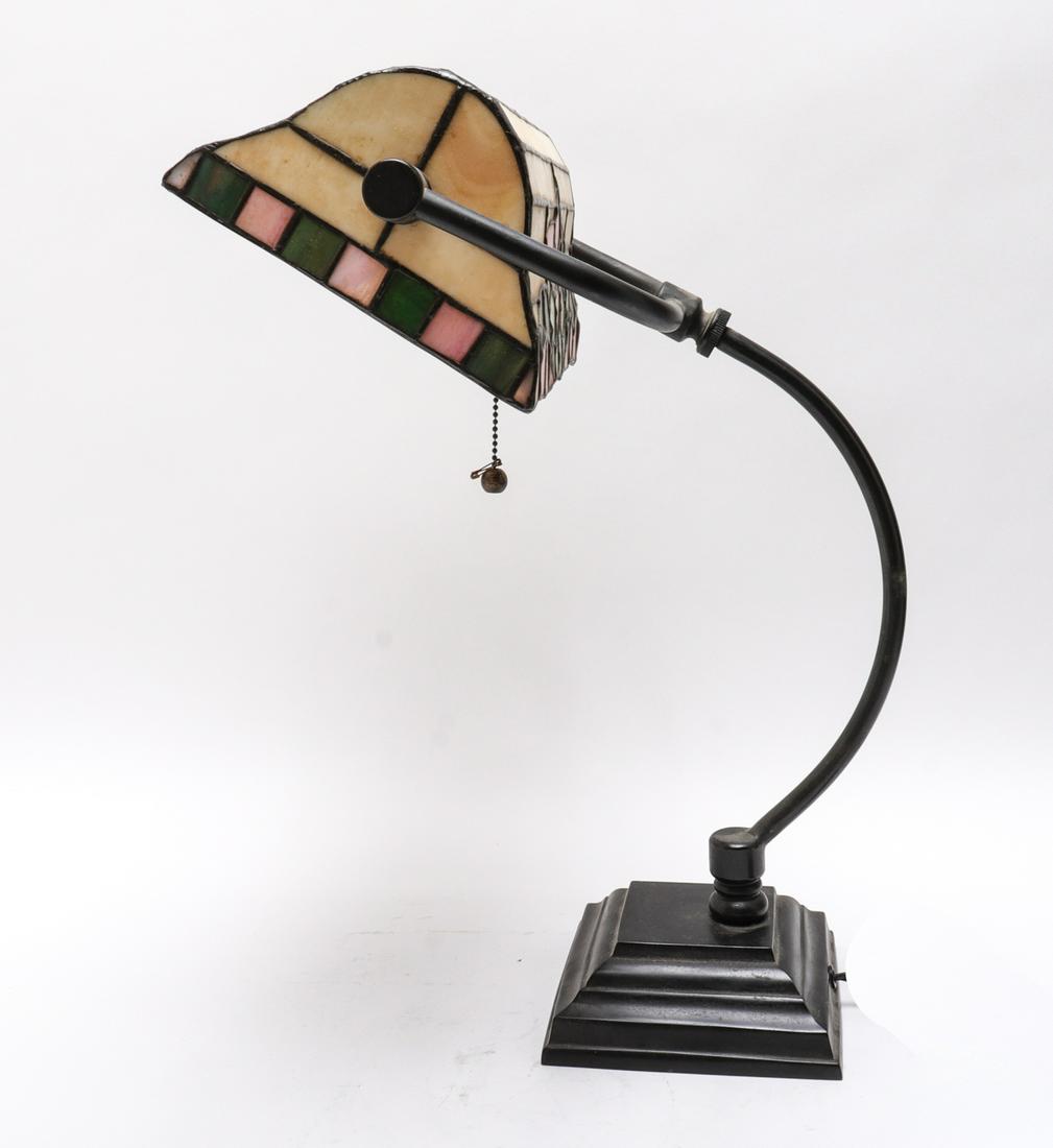 Arts & Crafts Style Leaded Glass Desk Lamp (1 of 4)