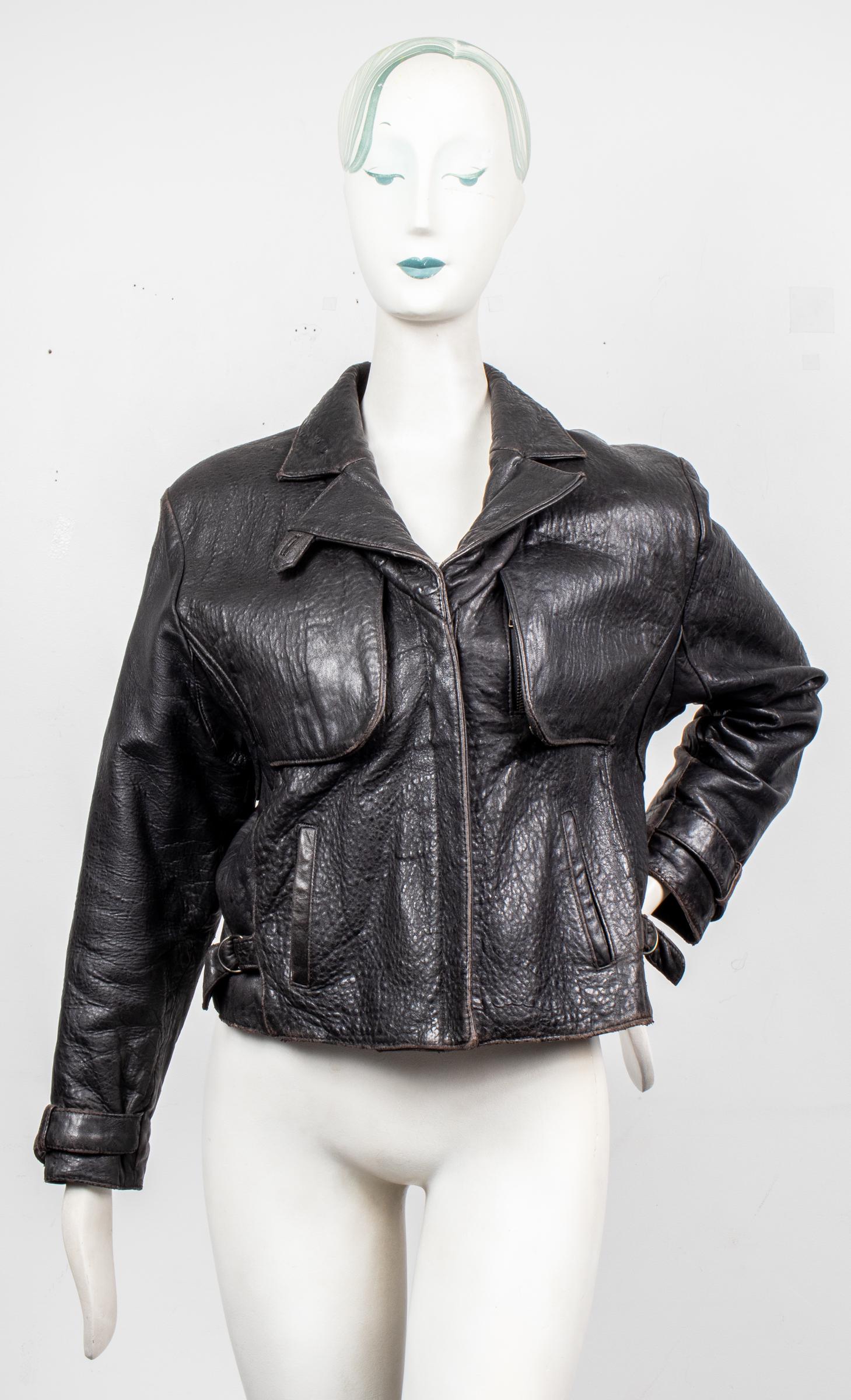 Black Leather Jacket W Quilted Lining (1 of 6)
