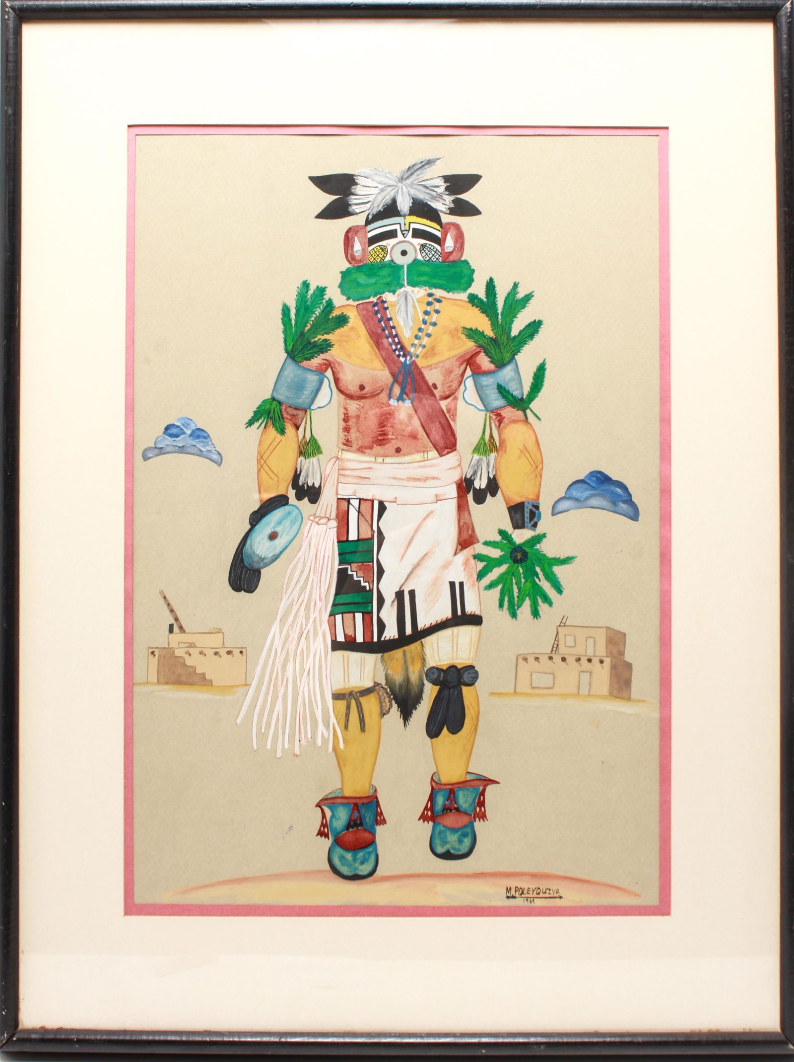 Native American Poleyquiver Hopi Dancer Gouache (1 of 5)