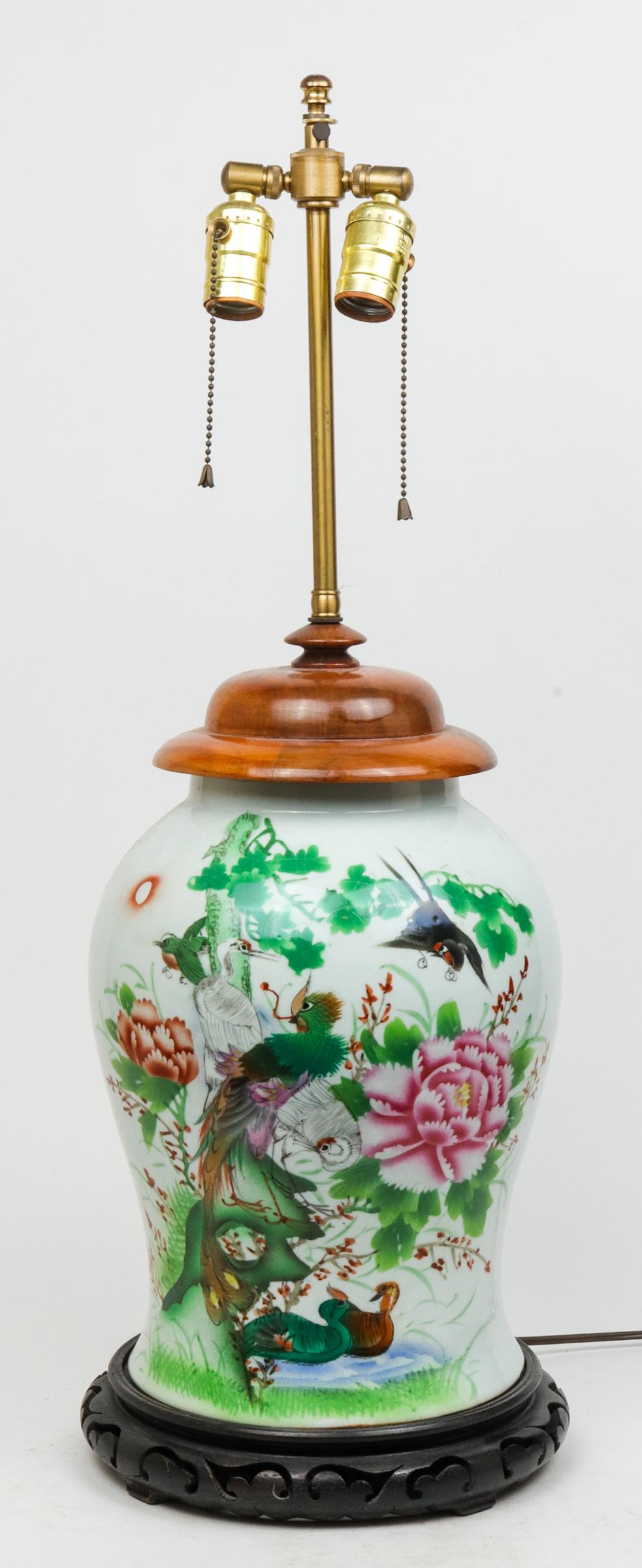 Chinese Flowers & Birds Porcelain Table Lamp (1 of 8)