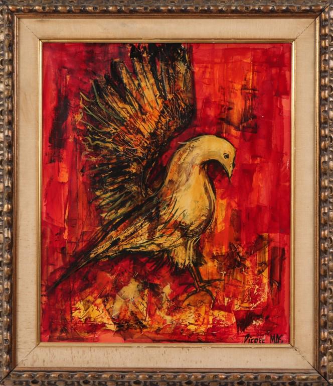 Pierre Mas "Modern Bird" Oil on Board (1 of 5)