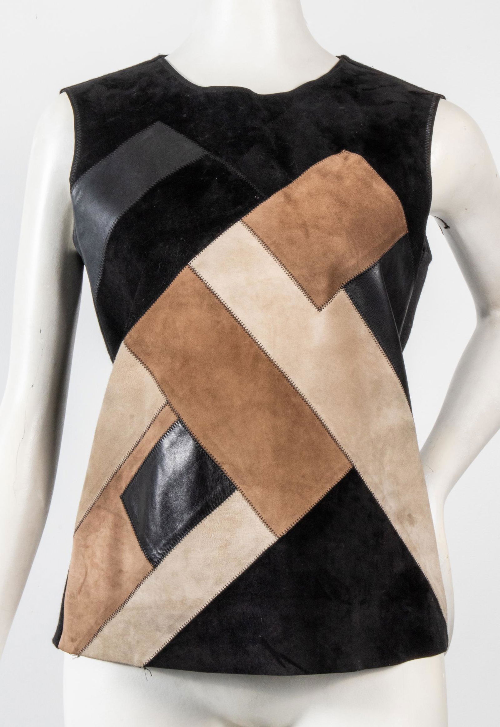 Derek Lam Patchwork Suede & Wool Sleeveless Top (1 of 9)