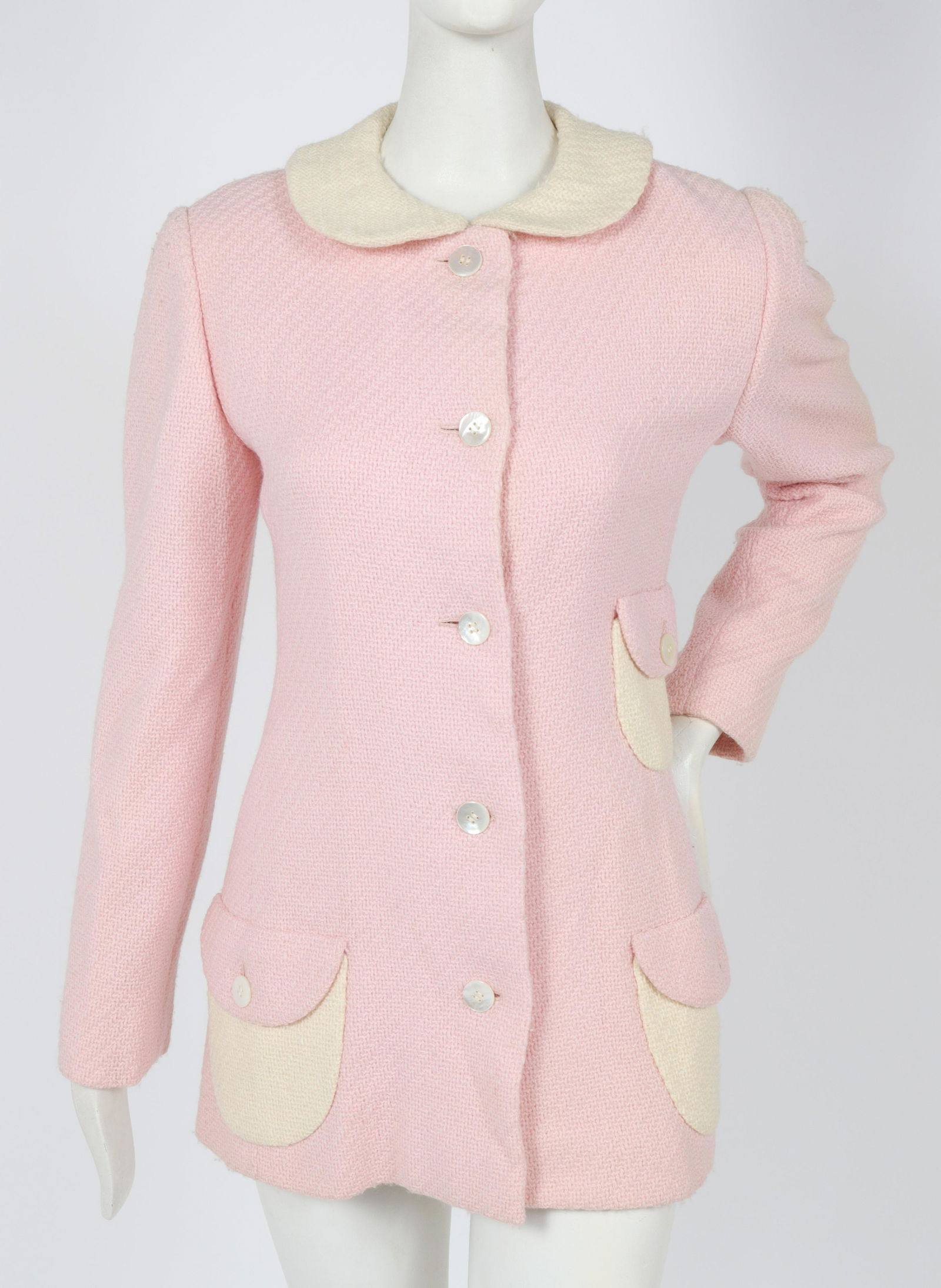 Bill Blass Two-Tone Knit Wool Mod Coat (1 of 6)