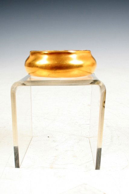 1912 Willets Belleek Gilded Open Salt Cellar: 1912 gilded open salt cellar, manufactured in the U.S. by Willets Belleek. Dimensions: Approximately 1/2"H x 1-5/8" diameterCondition: Very good.