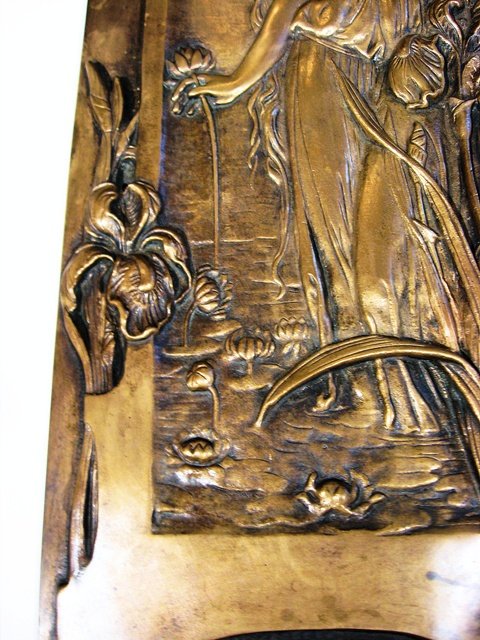 French Nouveau Bronze Plaque Female Figure - 2