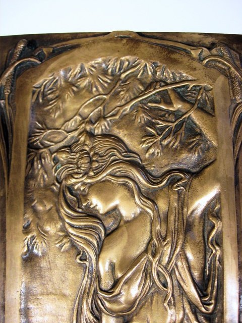 French Nouveau Bronze Plaque Female Figure - 3