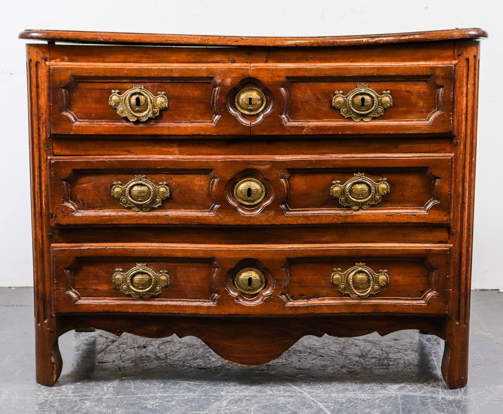 Continental Bowfront Wood Commode, Antique (1 of 8)