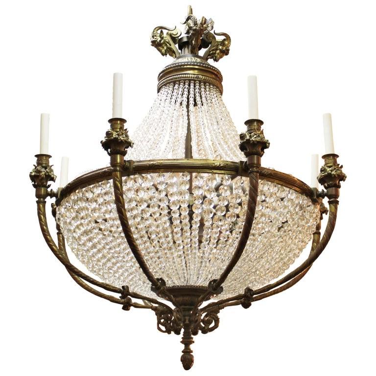 French Belle Epoque Bronze & Crystal Chandelier (1 of 13)