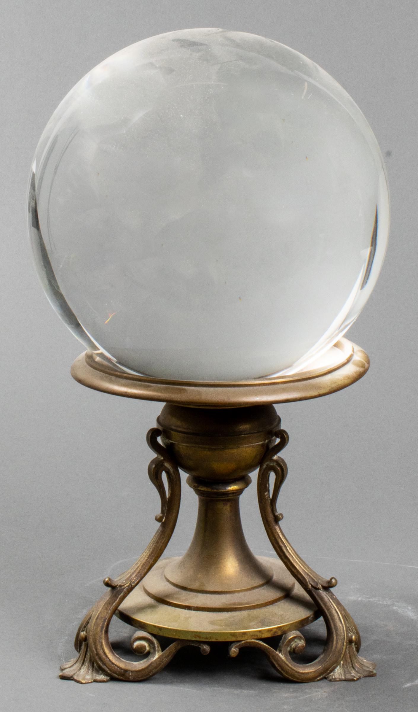 Large Clear Crystal Ball On Brass Stand (1 of 6)