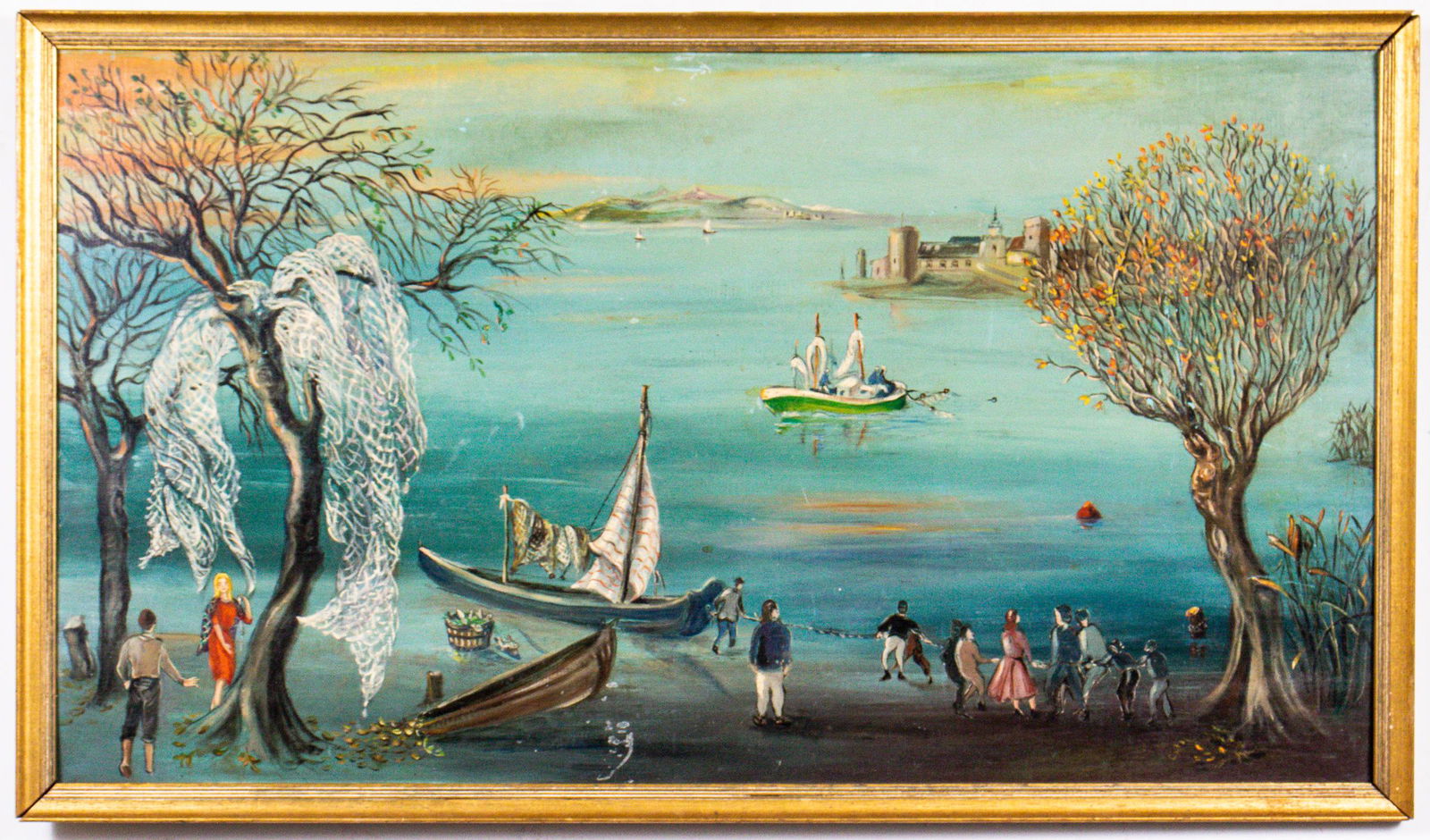 Americana Folk Art "After the Storm" Oil on Panel (1 of 5)