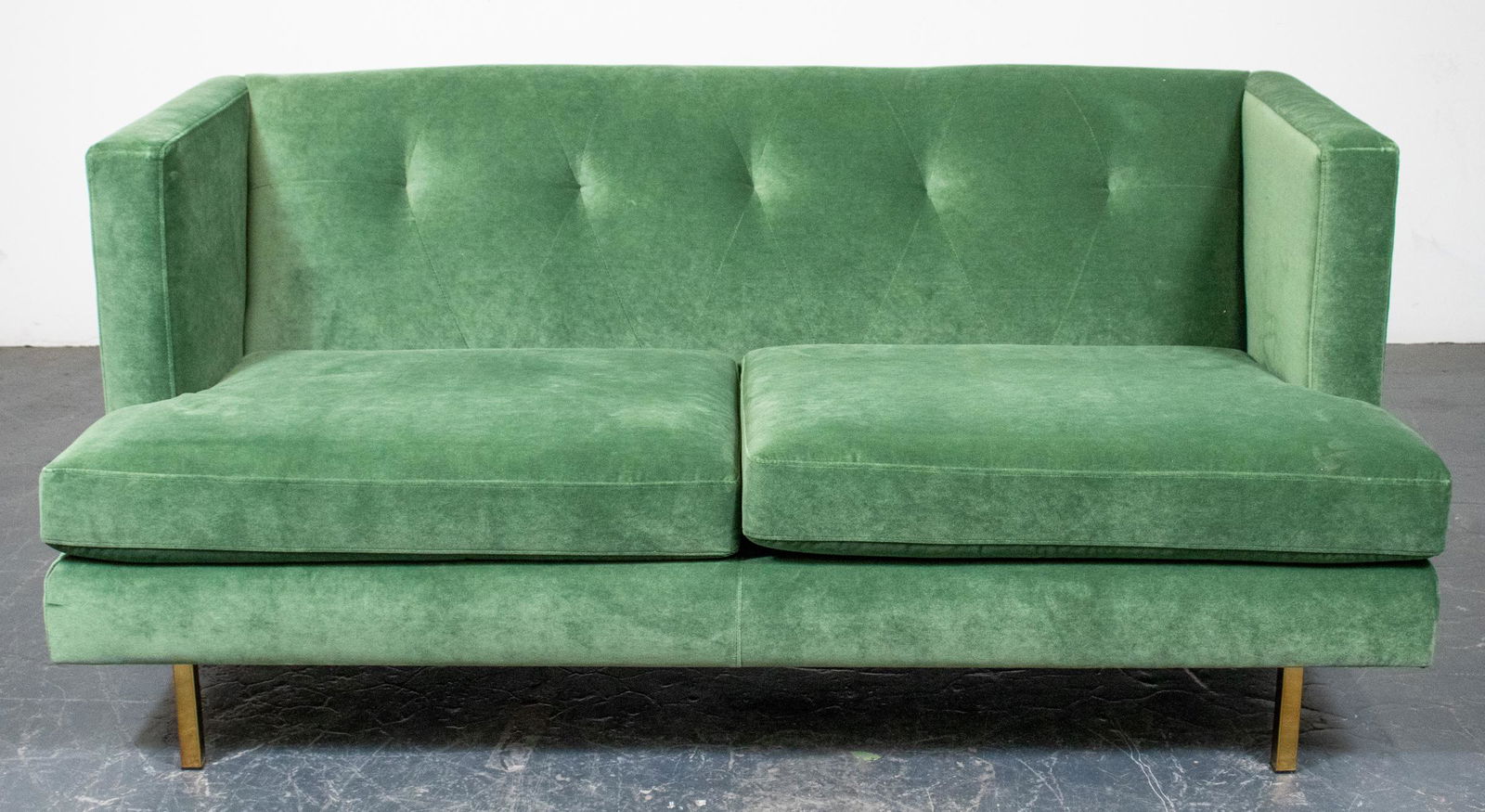 Contemporary Green Velvet Upholstered Sofa (1 of 7)