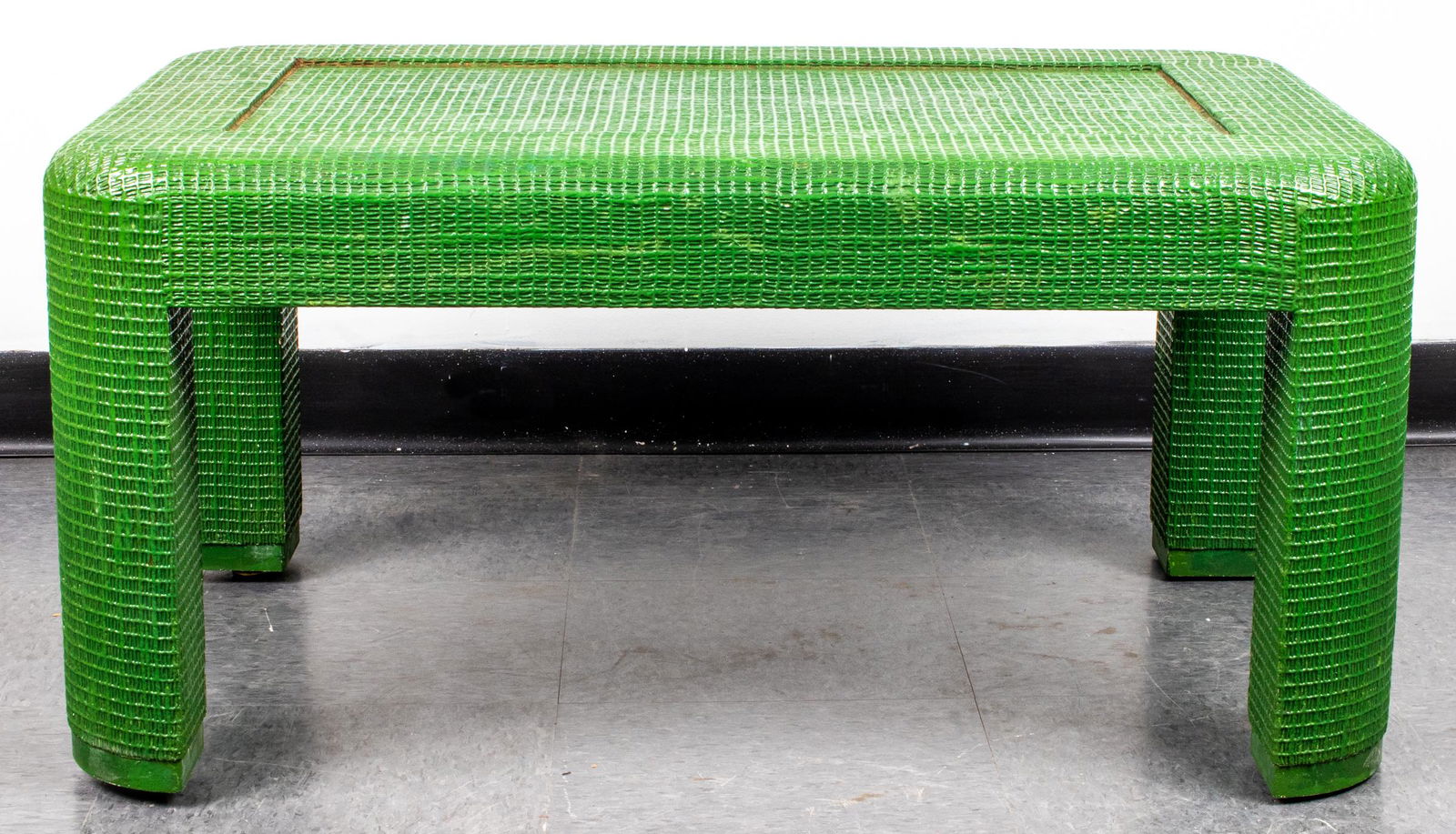 Karl Springer Style Modern Grasscloth Table (1 of 9)