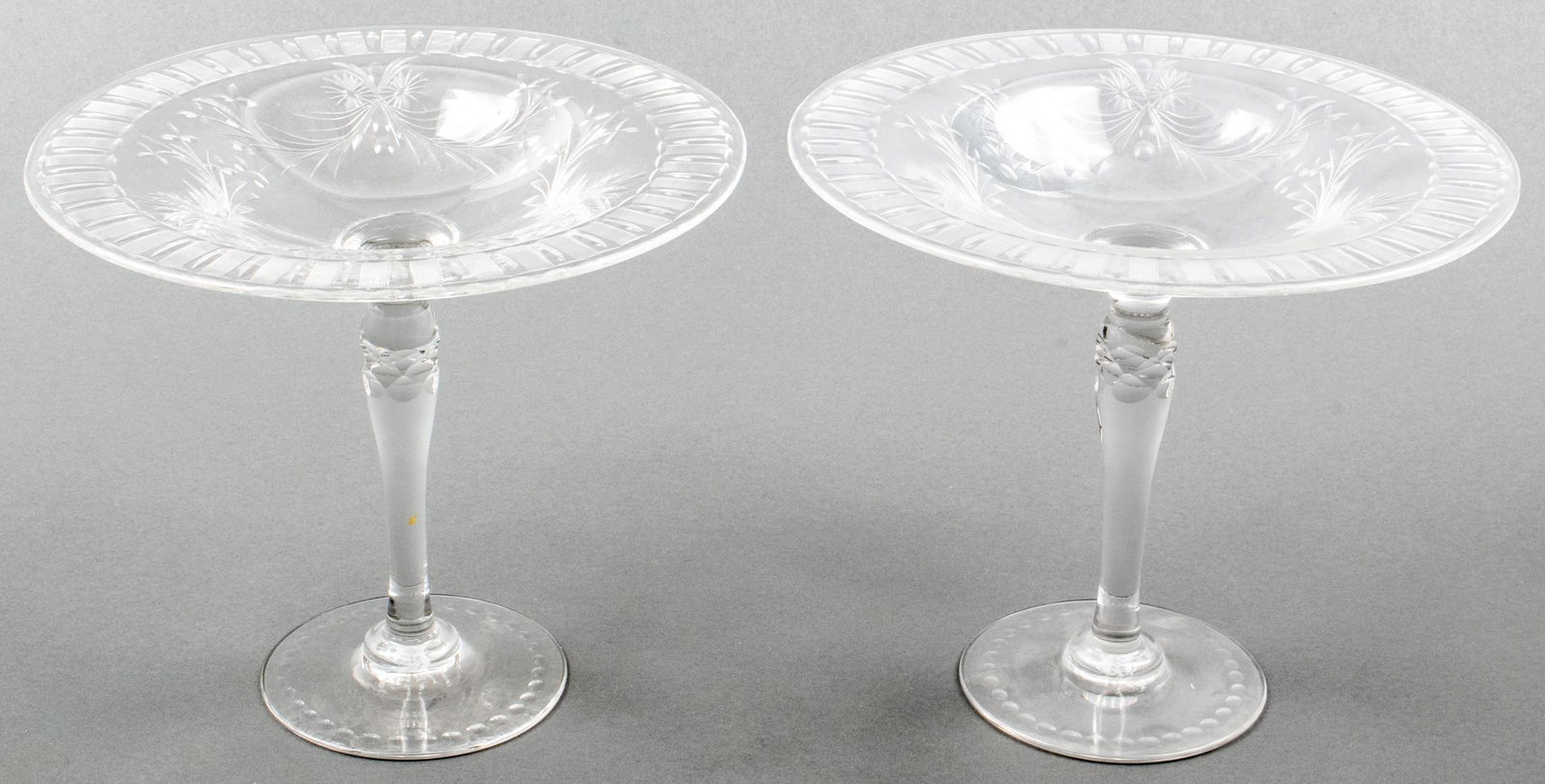 Classical Style Cut Glass Tazza, Pair (1 of 7)