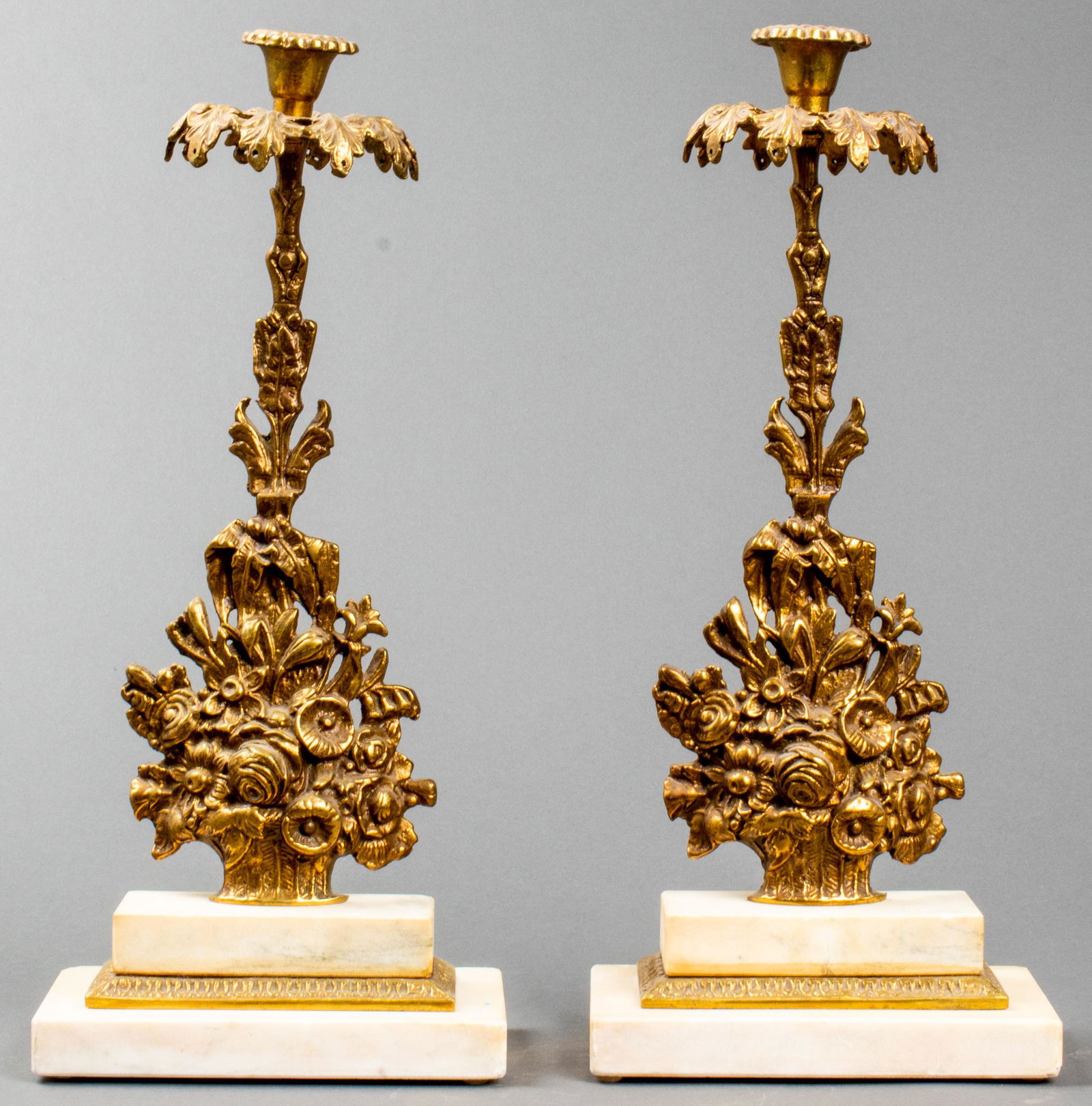 Rococo Style Gilt Metal And Stone Candelabra, Pair (1 of 11)