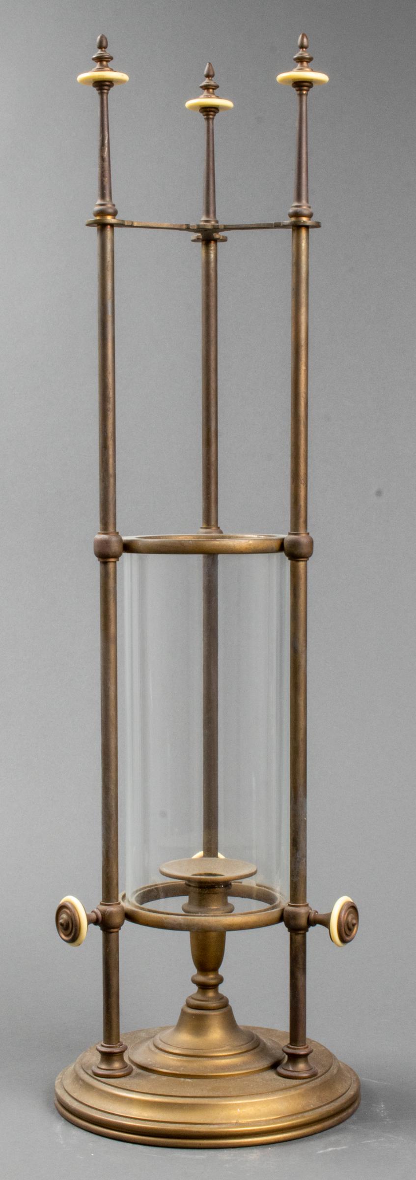 Brass Candle Holder with Hurricane Glass Shade (1 of 6)