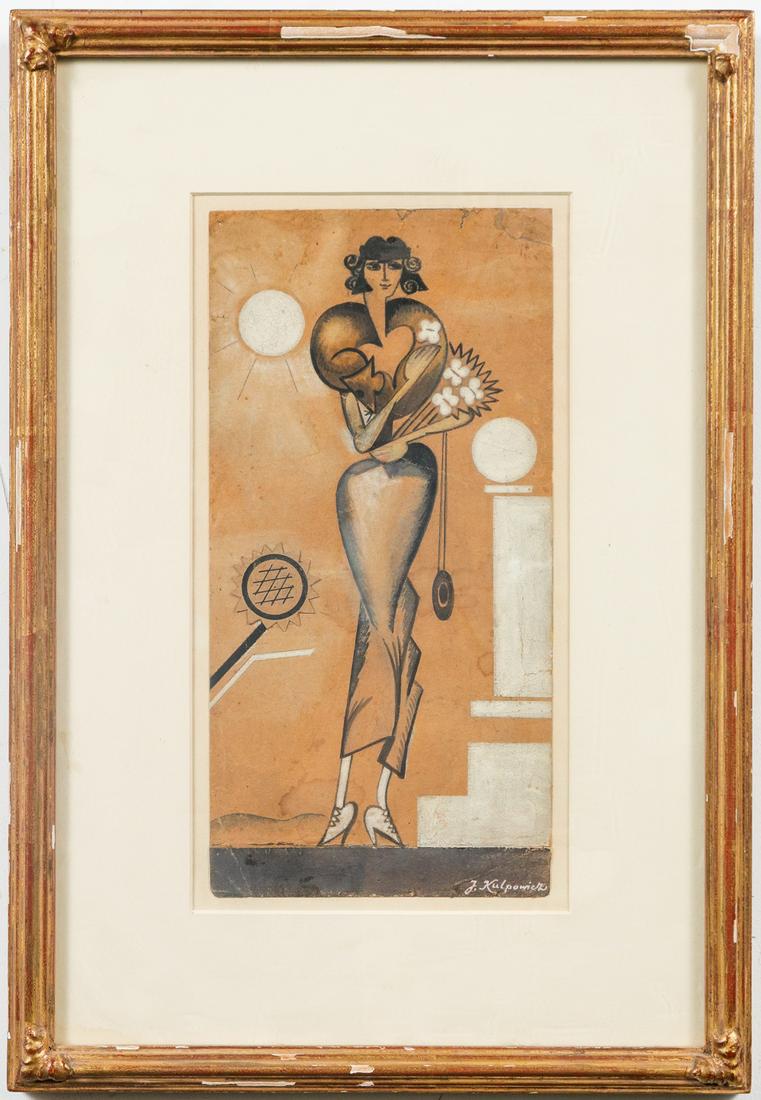 J. Kulpowicz Art Deco Woman Mixed Media Collage (1 of 5)