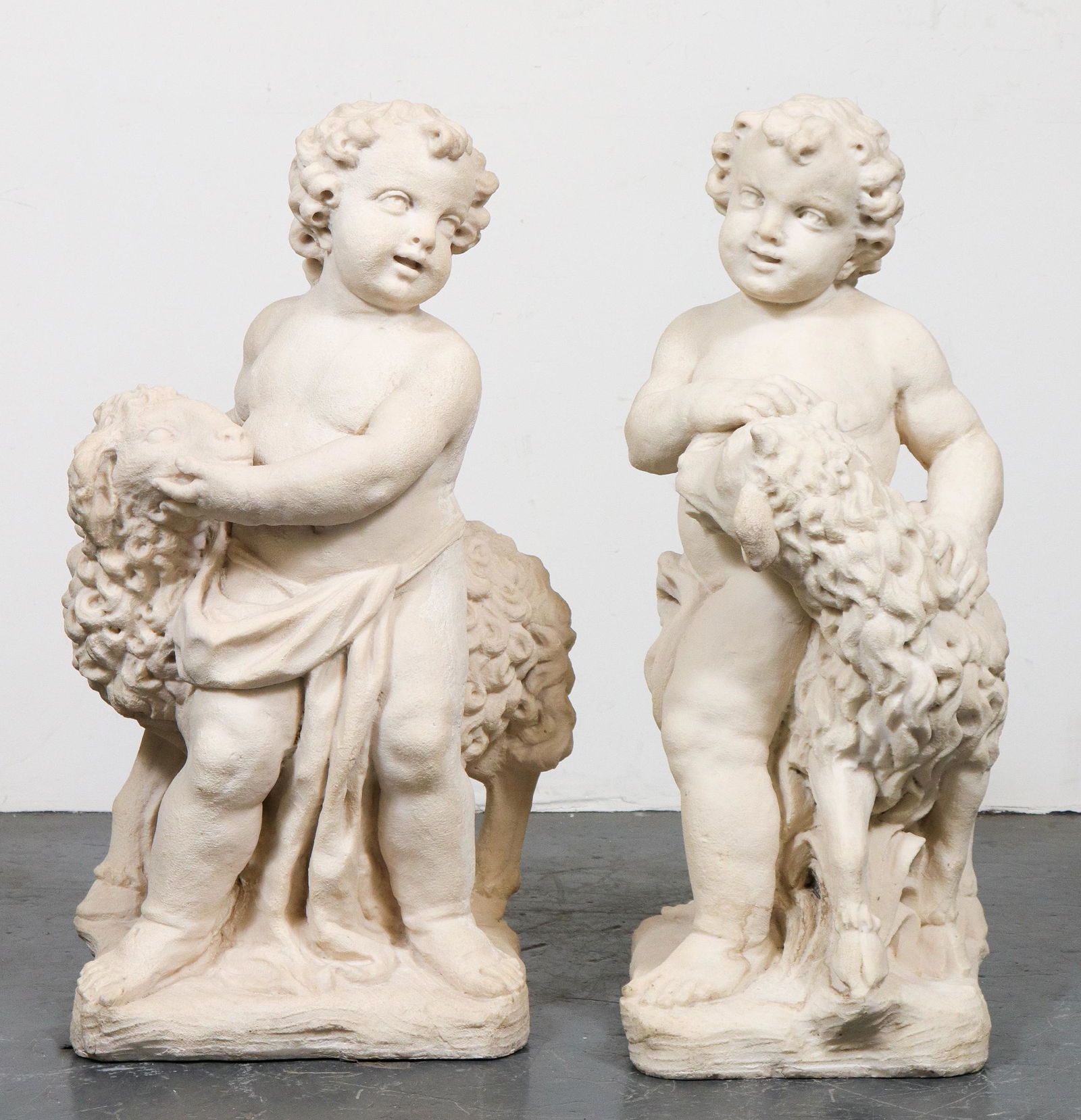 Putto with Lamb Garden Statuary, Pair (1 of 6)